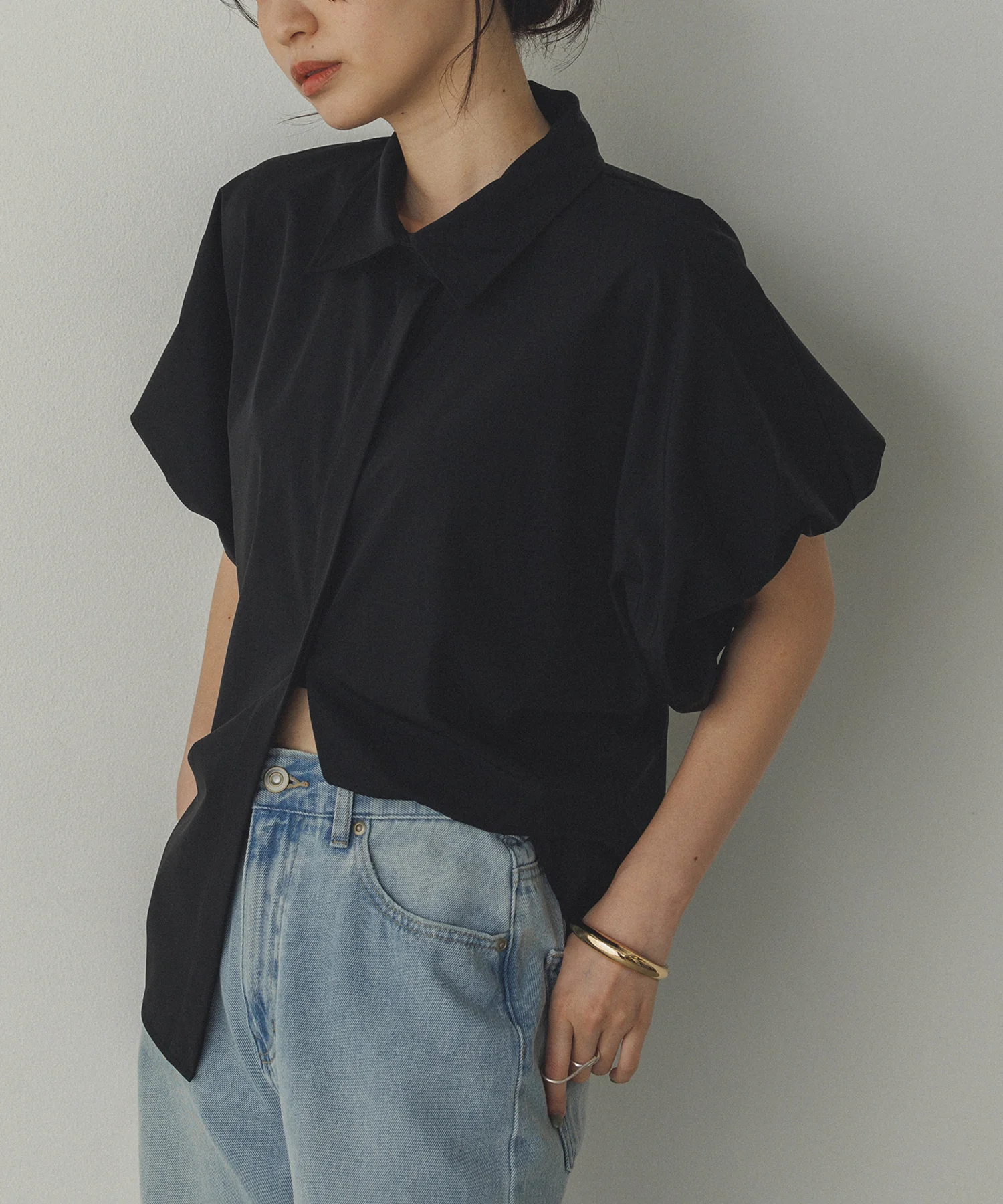 【接触冷感】 パフスリーブシャツ