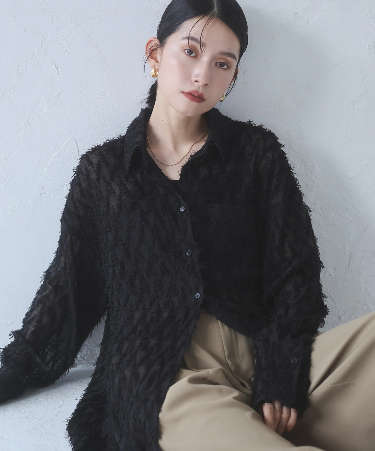 フェザーライク オーバーシアーシャツ