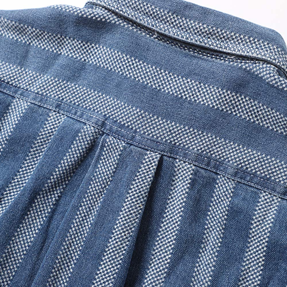 ストライプ柄　ヘビーウェイトウォッシュデニムシャツ