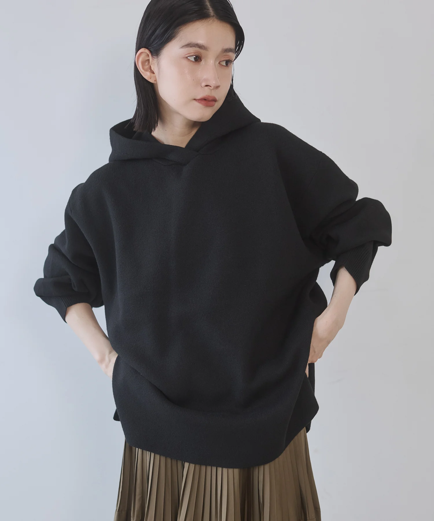 ニット フードパーカー