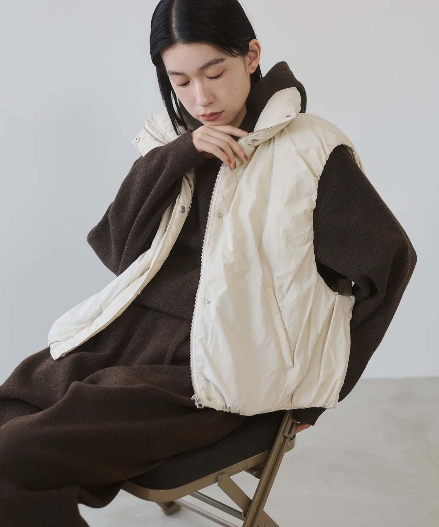 ニット フードパーカー