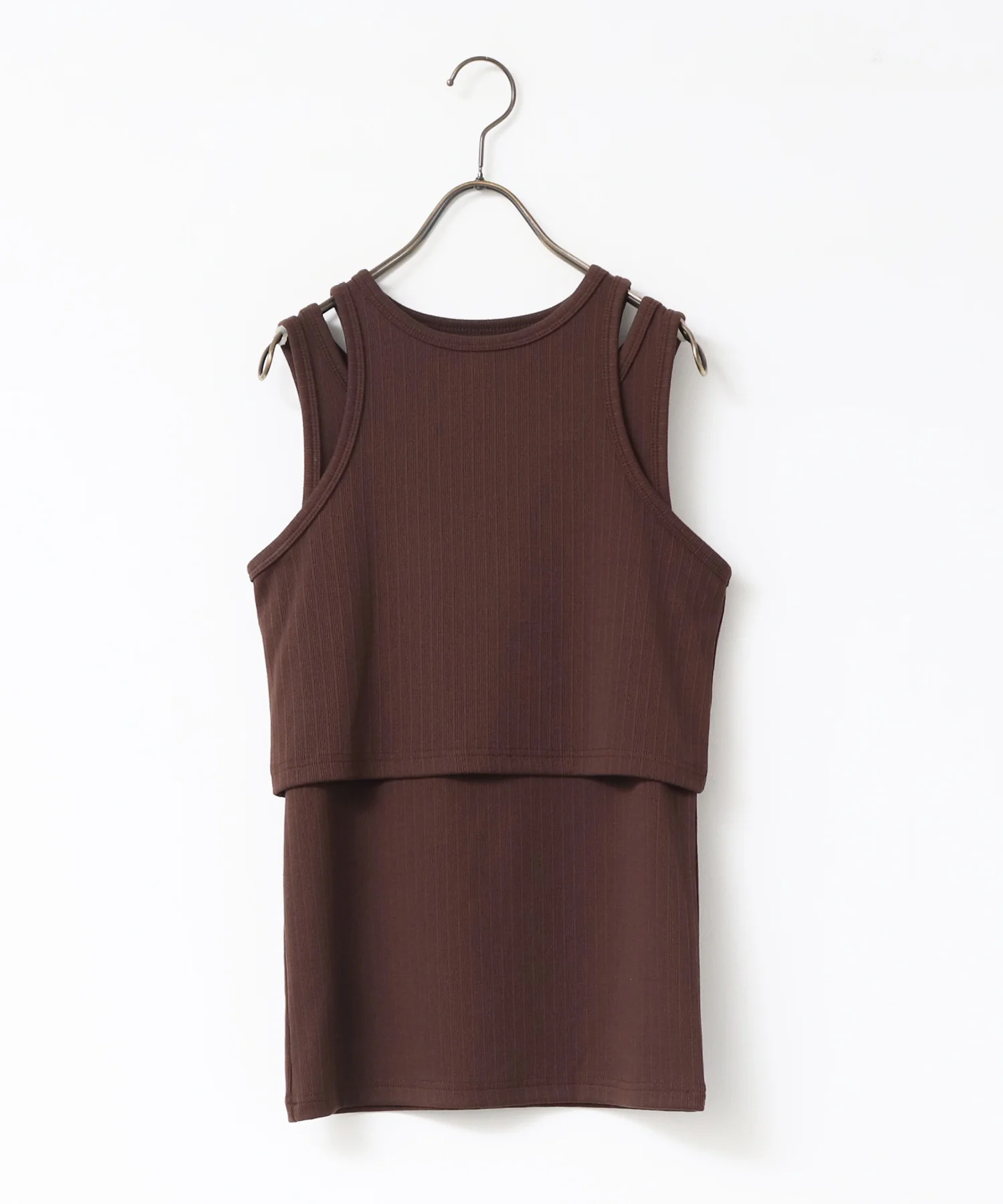 2枚重ね リブタンクトップ