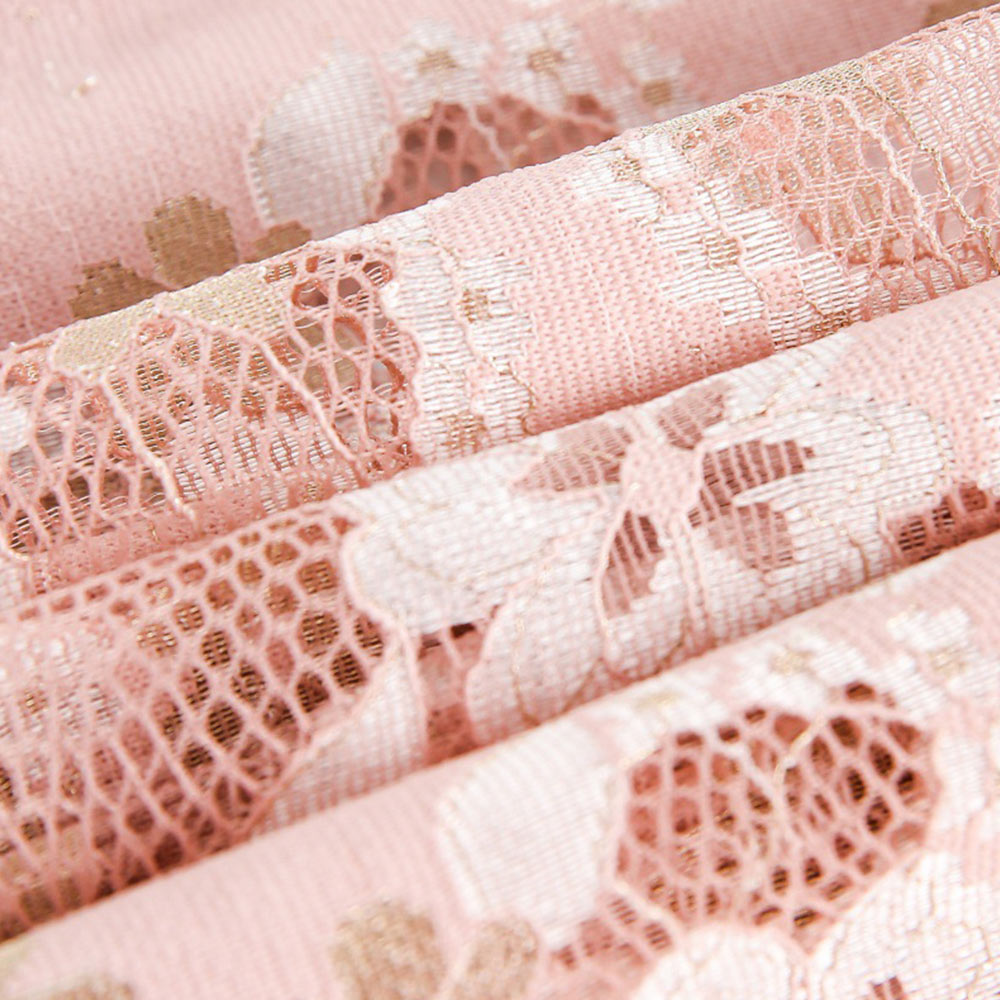 桜柄透かし彫りレース半袖シャツ