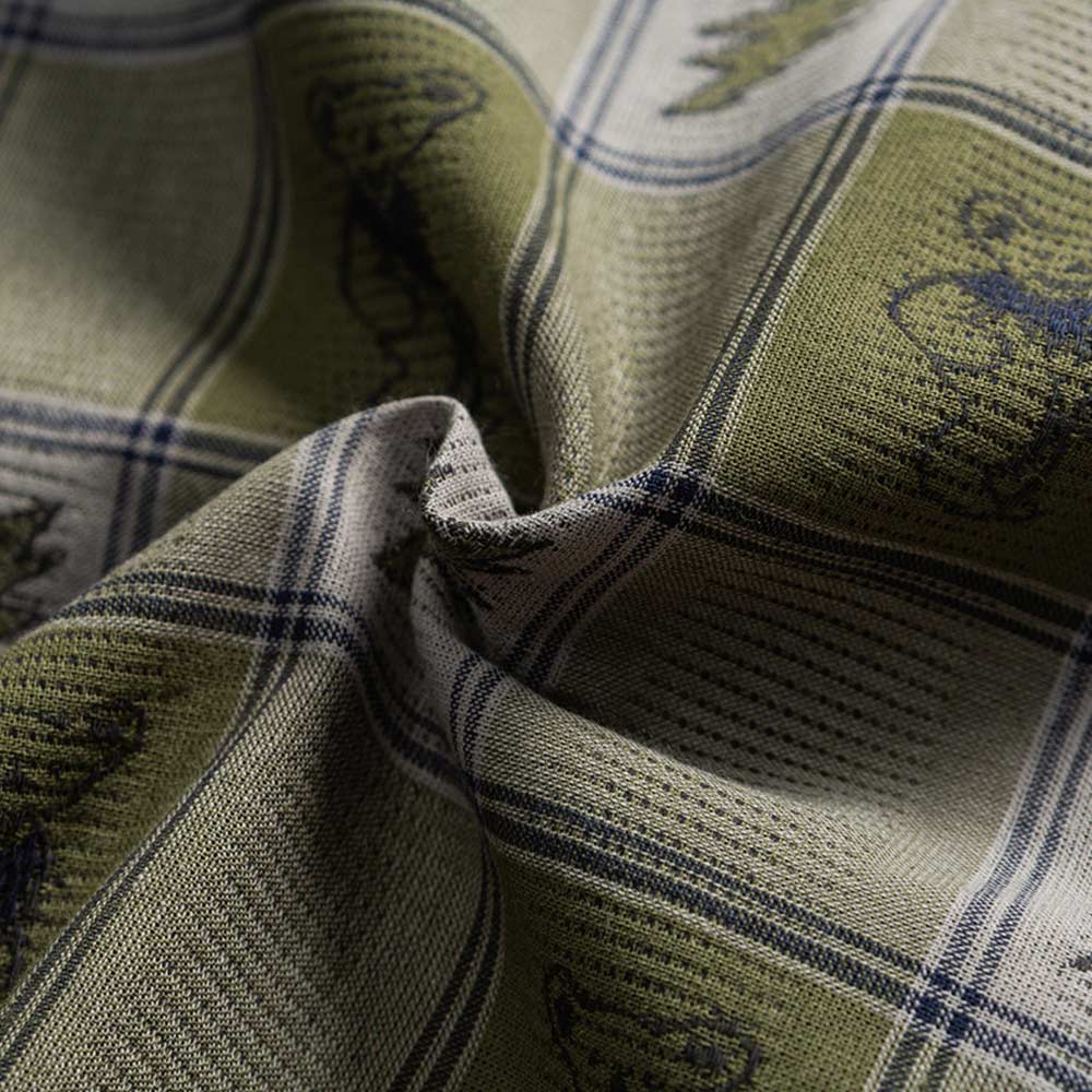 「熊×稲妻」ジャカードチェックシャツ