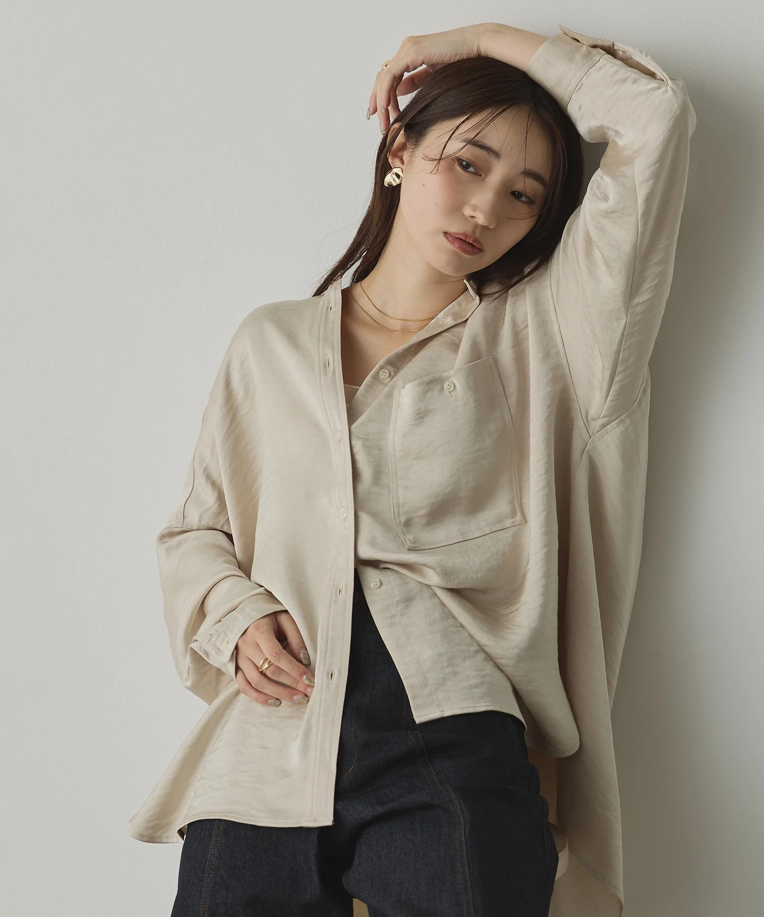 マットサテン オーバーシャツ