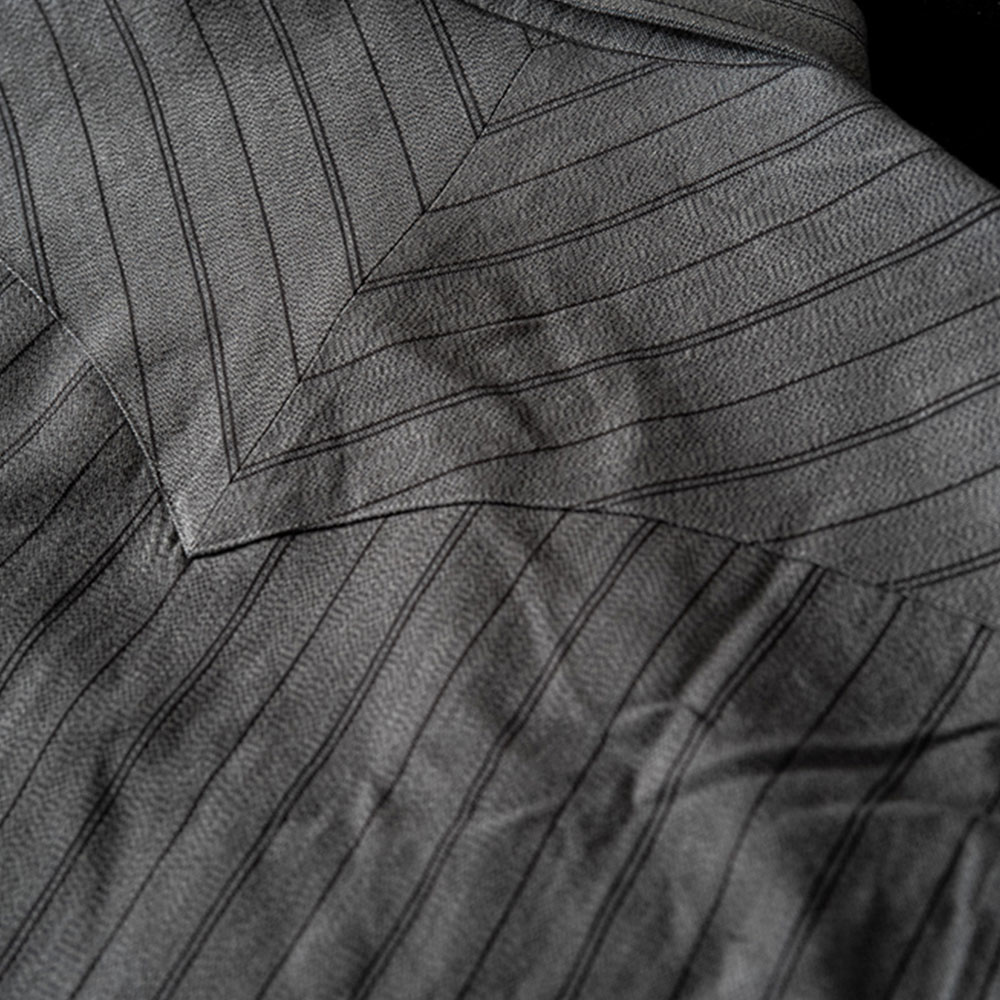 四色織り　コットン杢調ストライプ ウエスタンシャツ