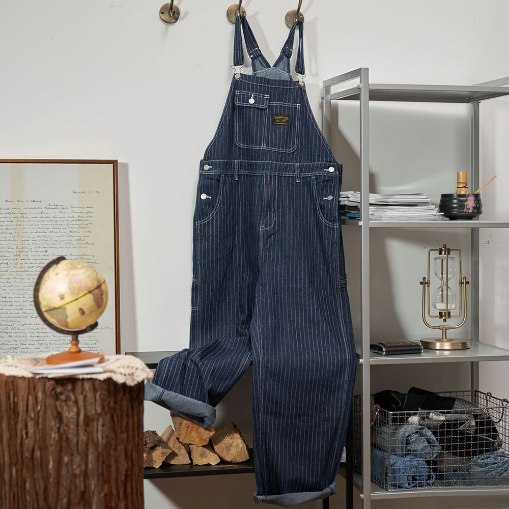 ストライプデニムオーバーオール