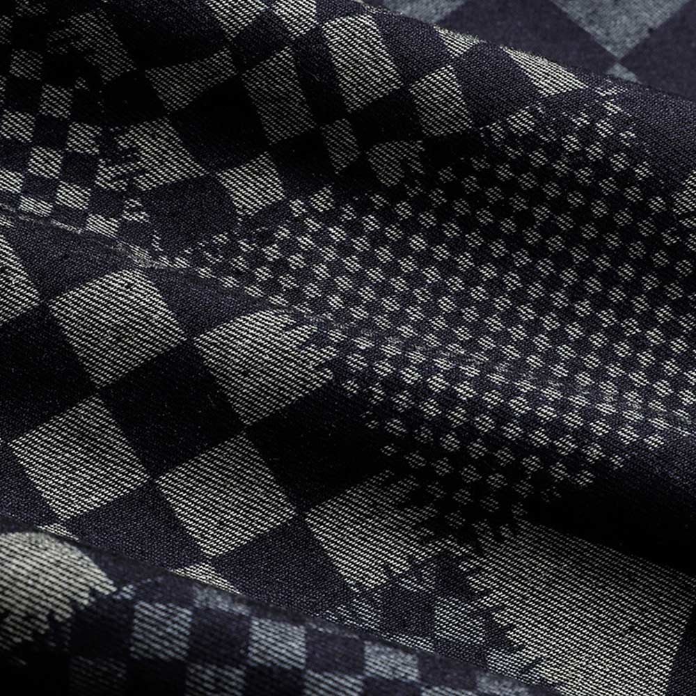 市松模様和風パッチワークデニムシャツ