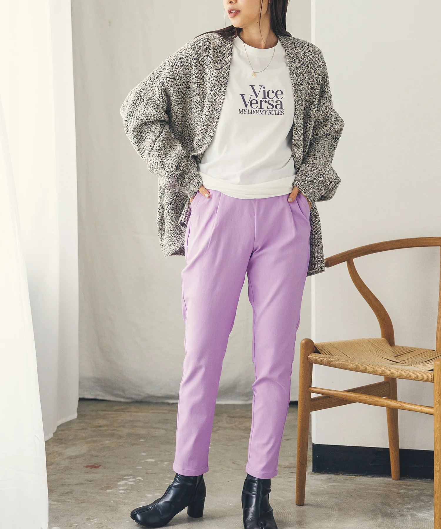 裏起毛 バリらくテーパードスキニーパンツ S Mサイズ