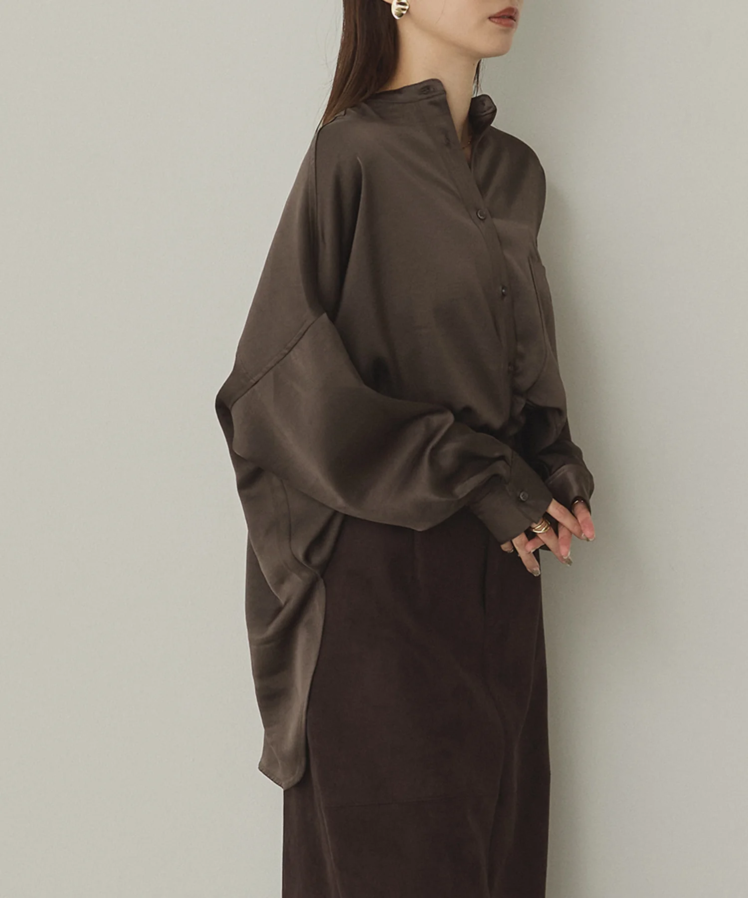 マットサテン オーバーシャツ
