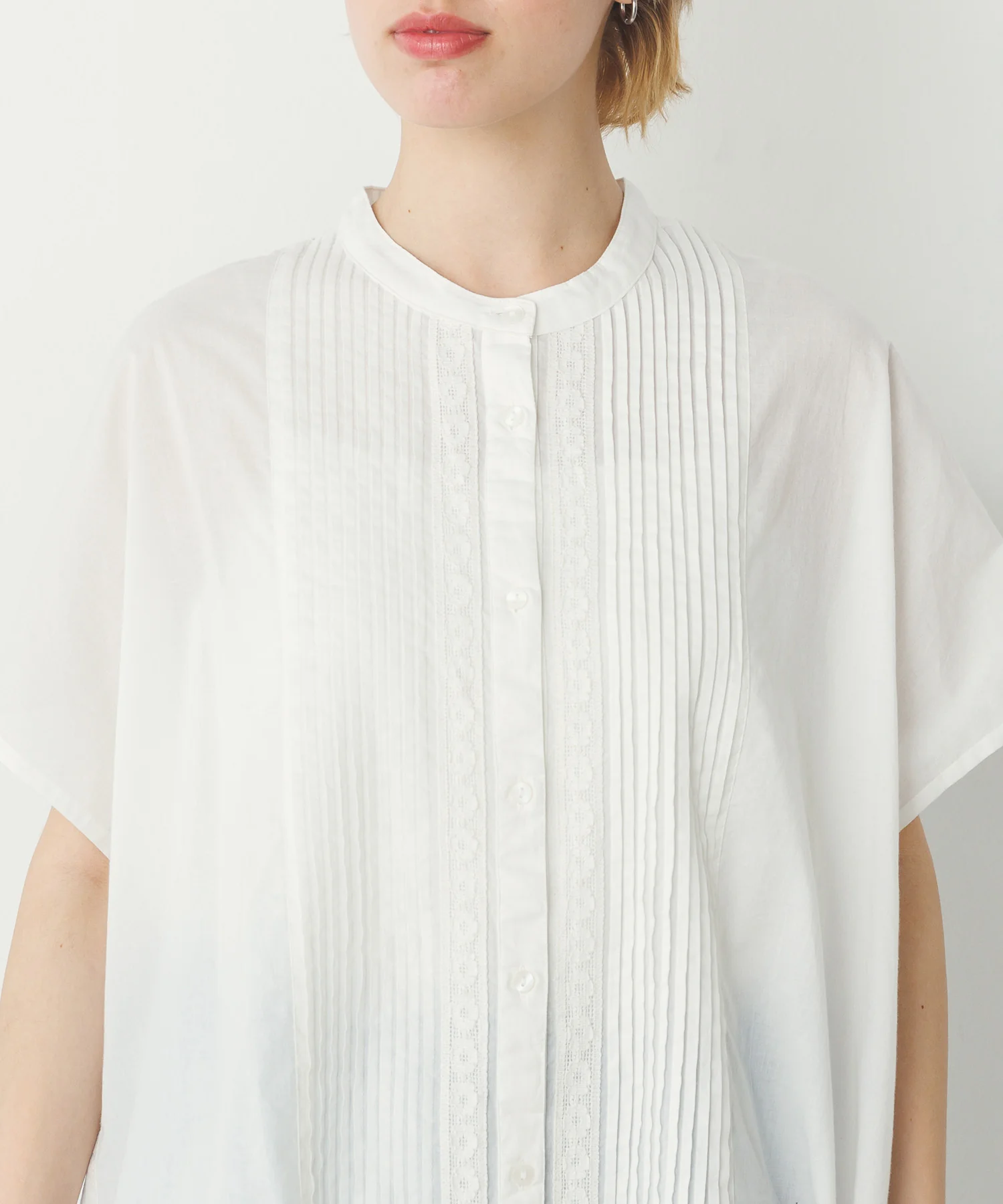 ピンタック レースシャツ