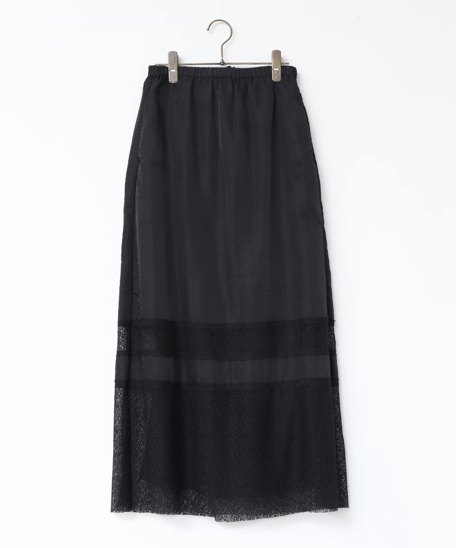 サテン 裾切替ナロースカート