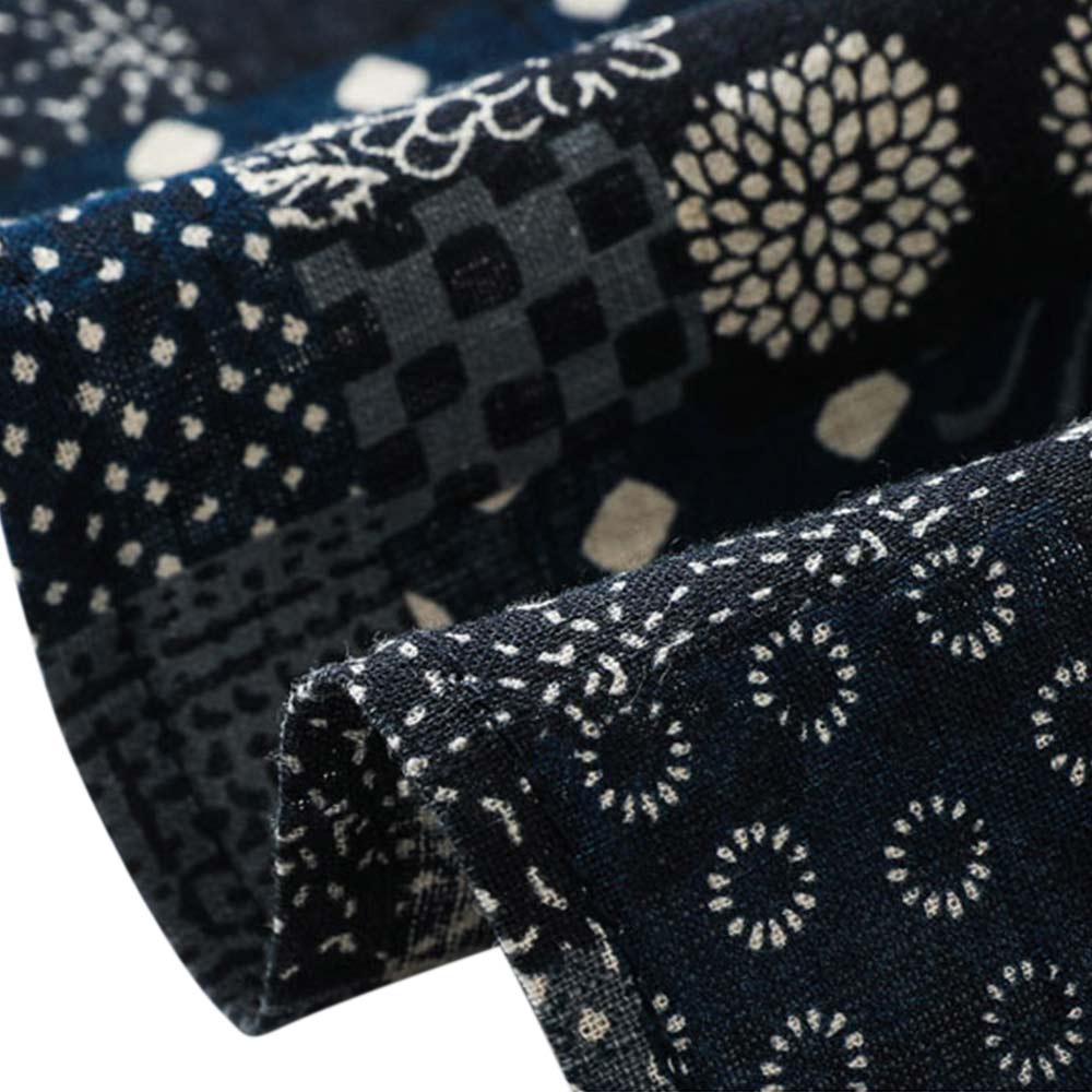 レトロ風パッチワークペイズリー柄長袖シャツ