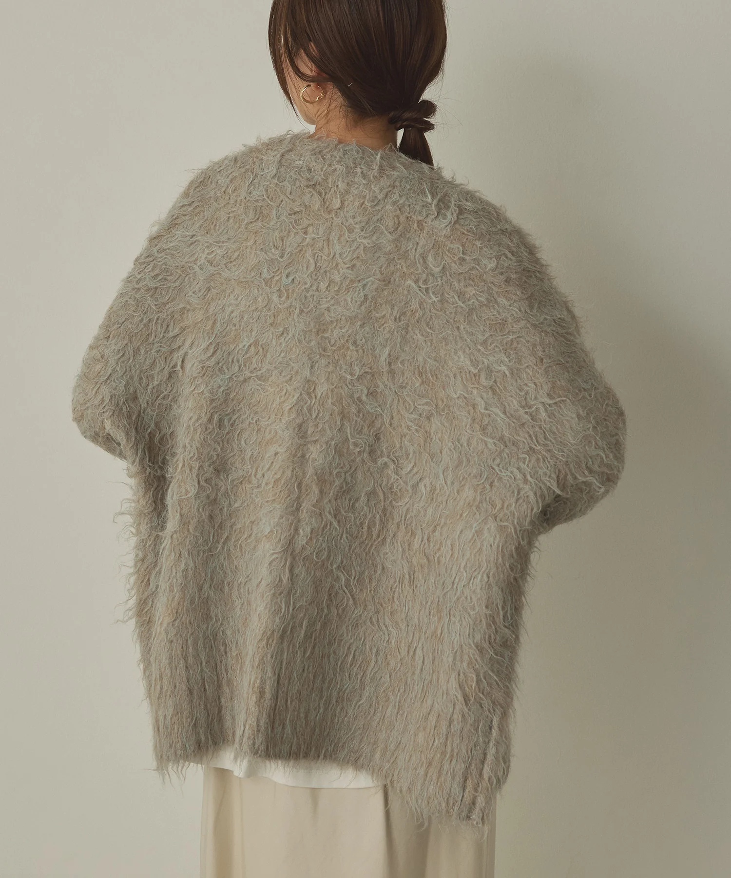 起毛シャギー ニットカーディガン