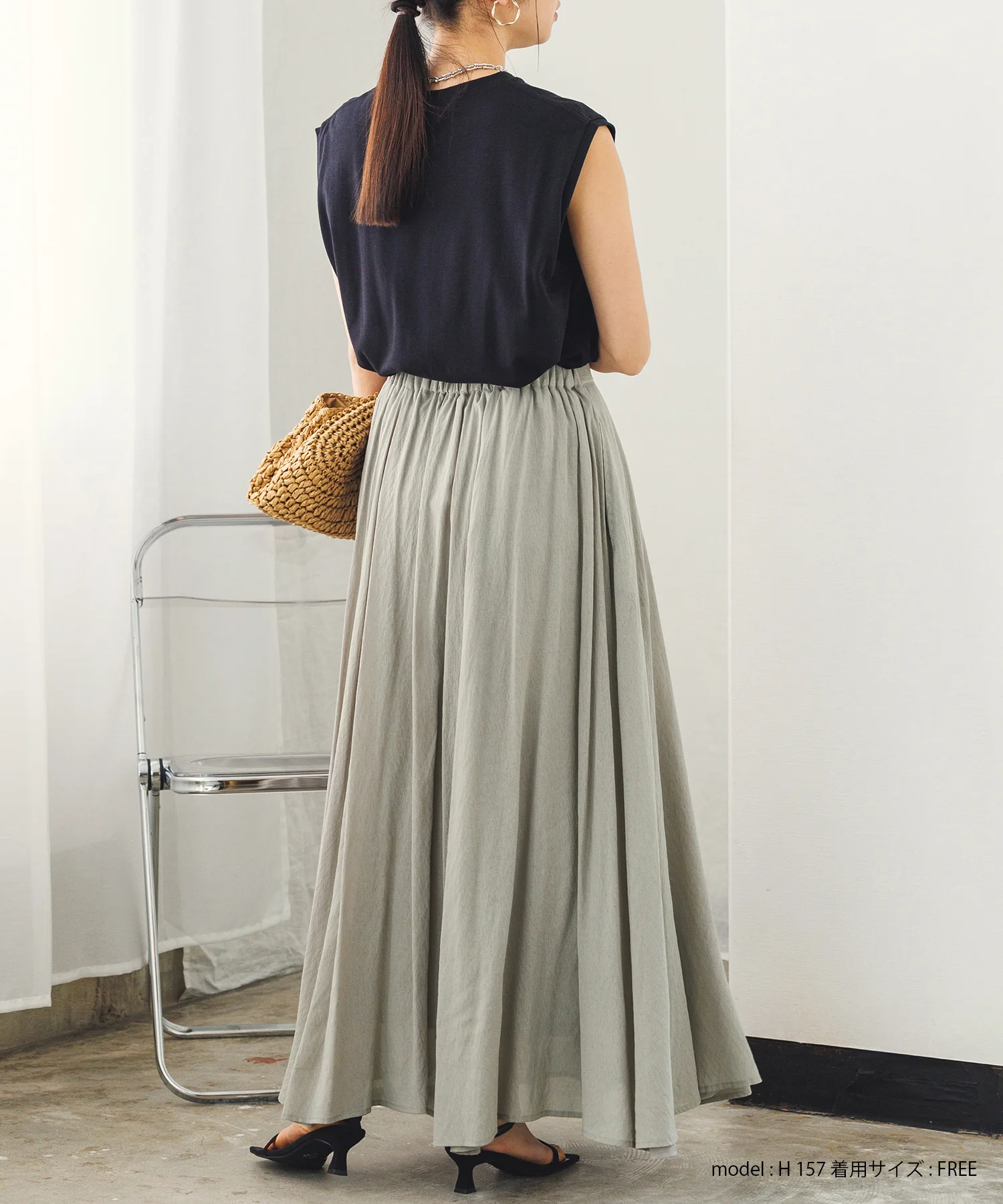 【新色追加】ハイツイストシアー マキシフレアスカート