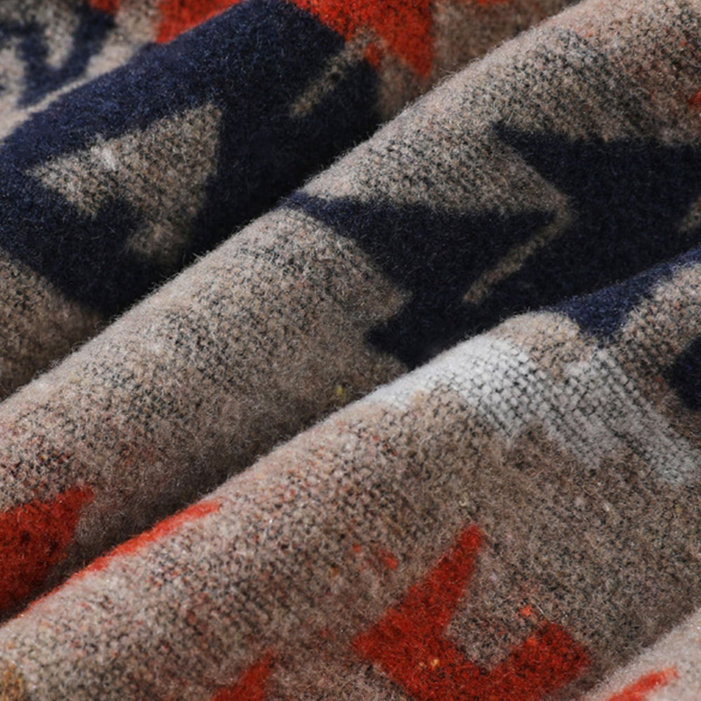 ナバホ柄民族風ジャカード長袖ラシャシャツ