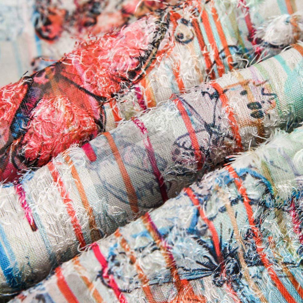 アメカジ蝶柄フリンジジャカードシャツ 半袖 