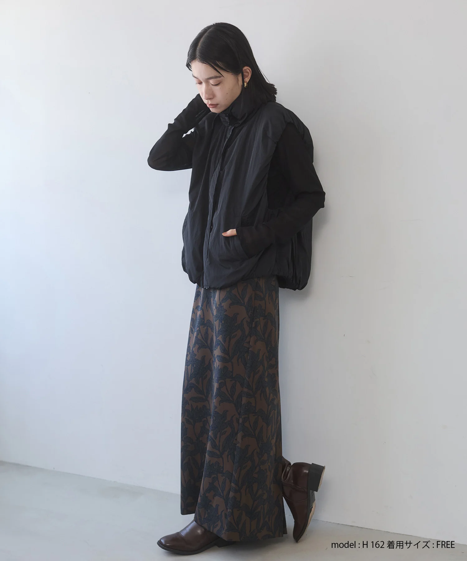 花柄プリント ナロースカート