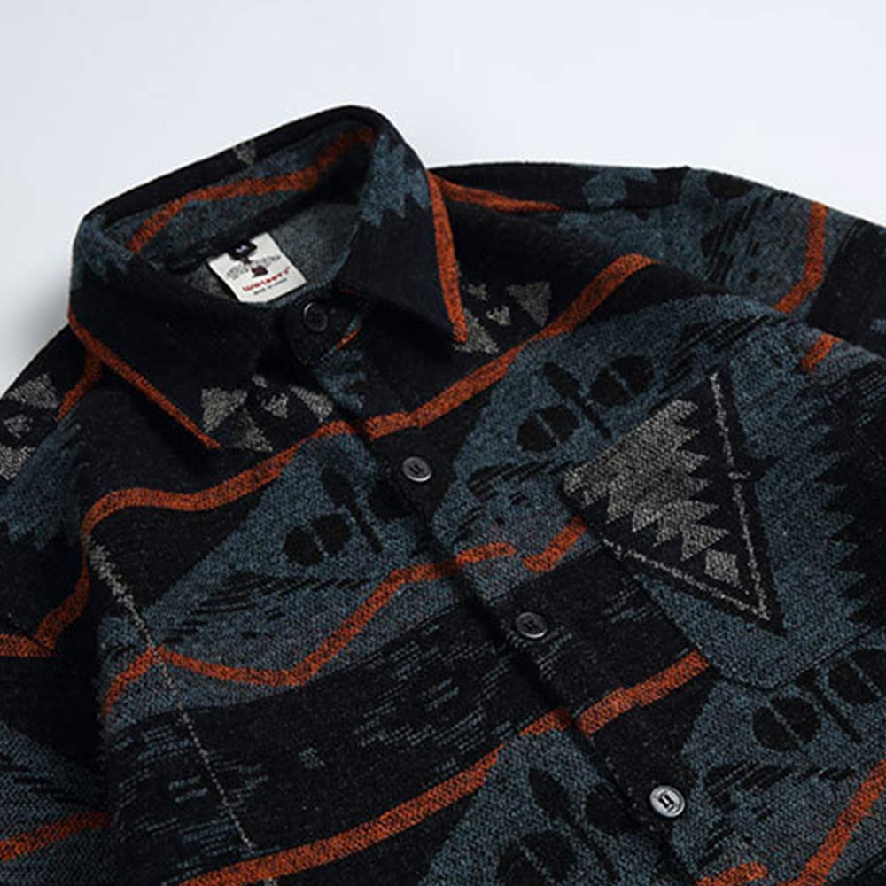ナバホ柄ジャカード長袖シャツメンズ