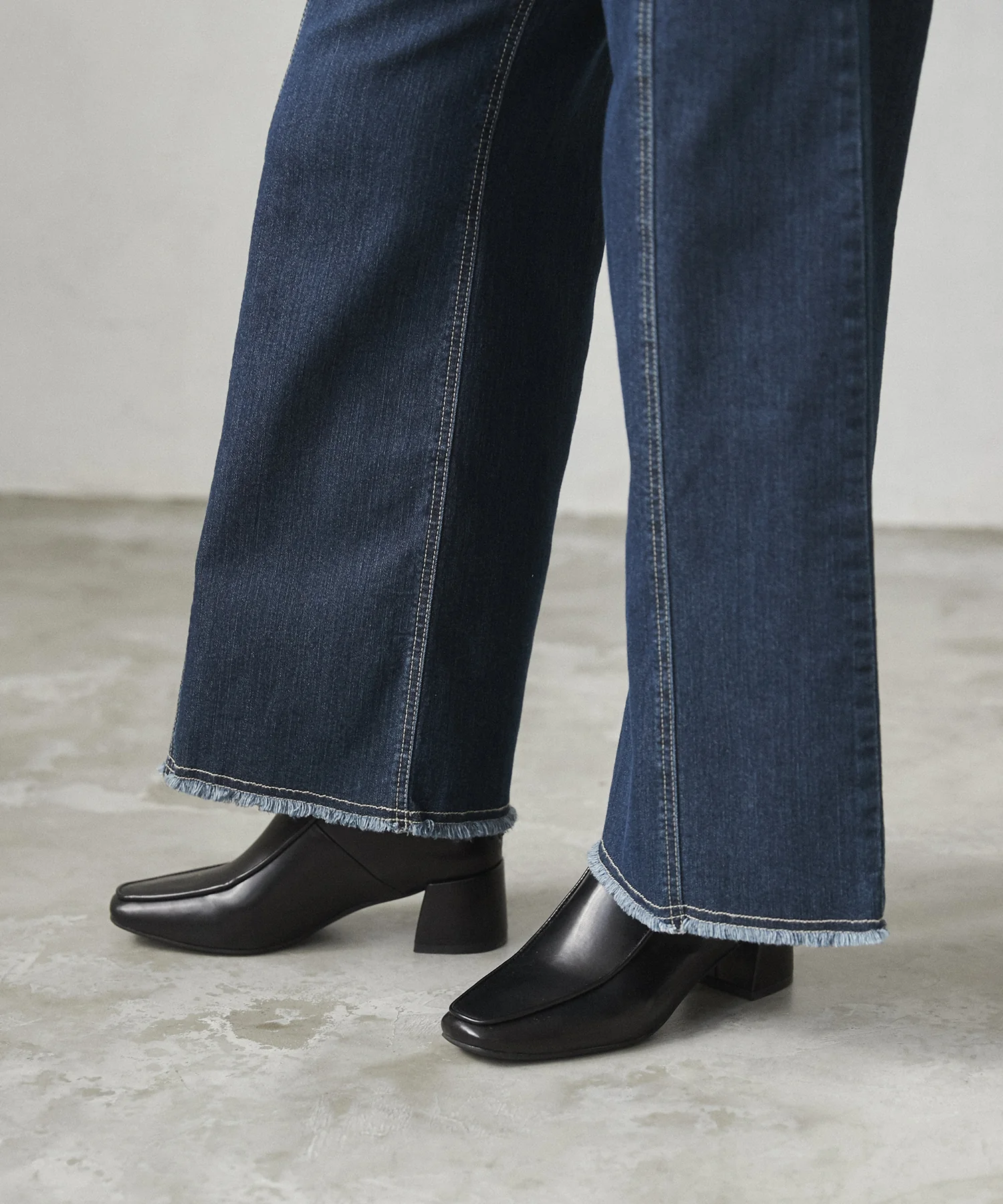 デニム/ツイル ハイウエストワイドパンツ