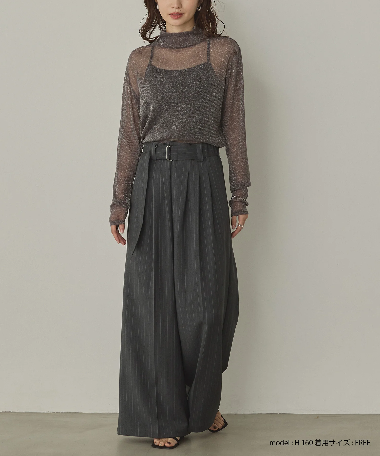 ツイルストライプ タックワイドパンツ