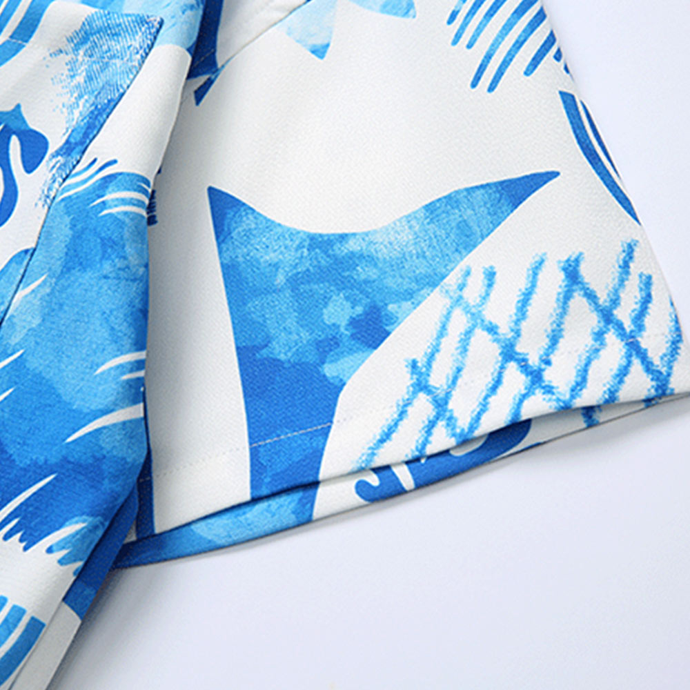 トロピカル抽象グラフィックプリント 開襟シャツ