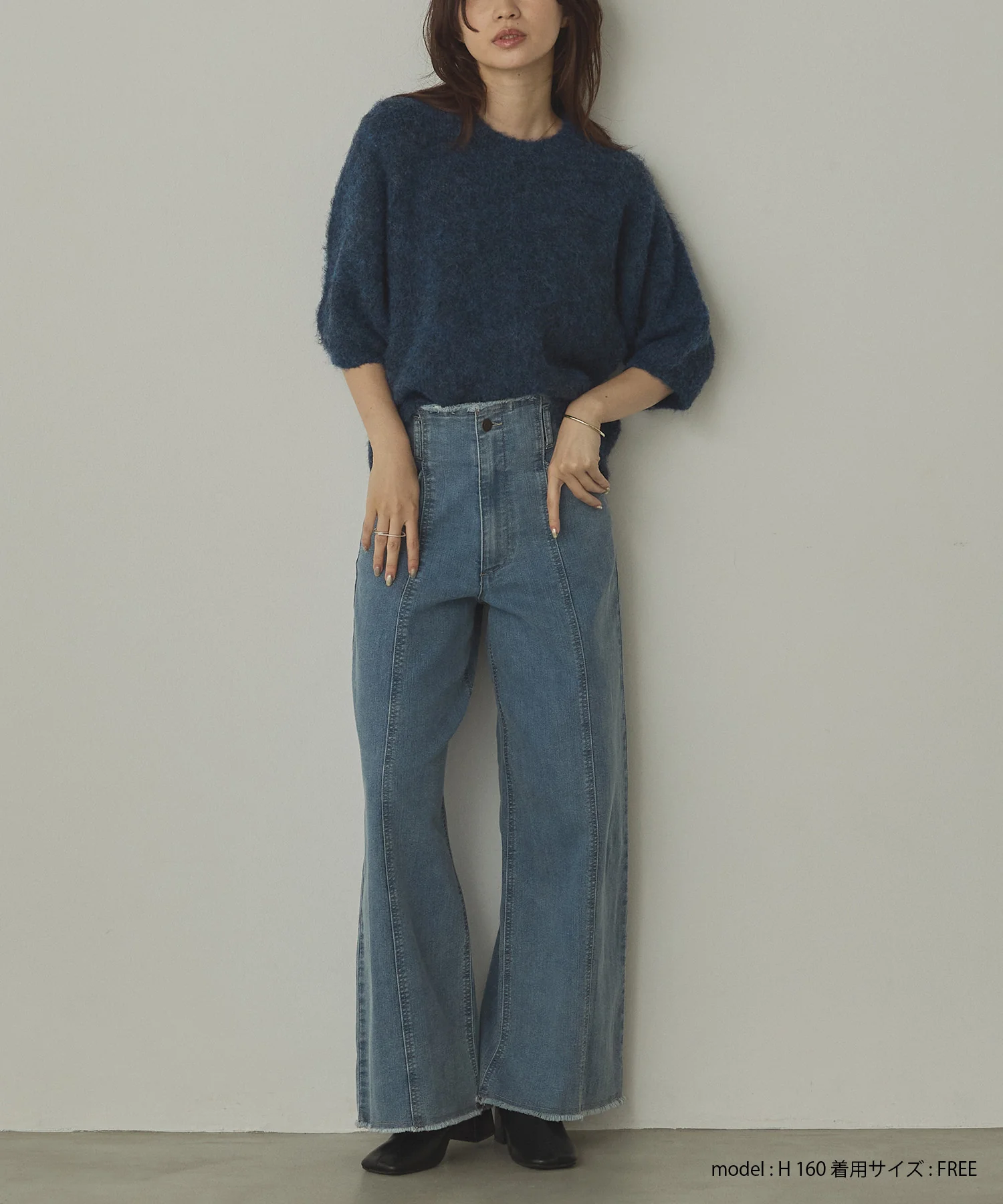 モヘアタッチ 半袖ニット