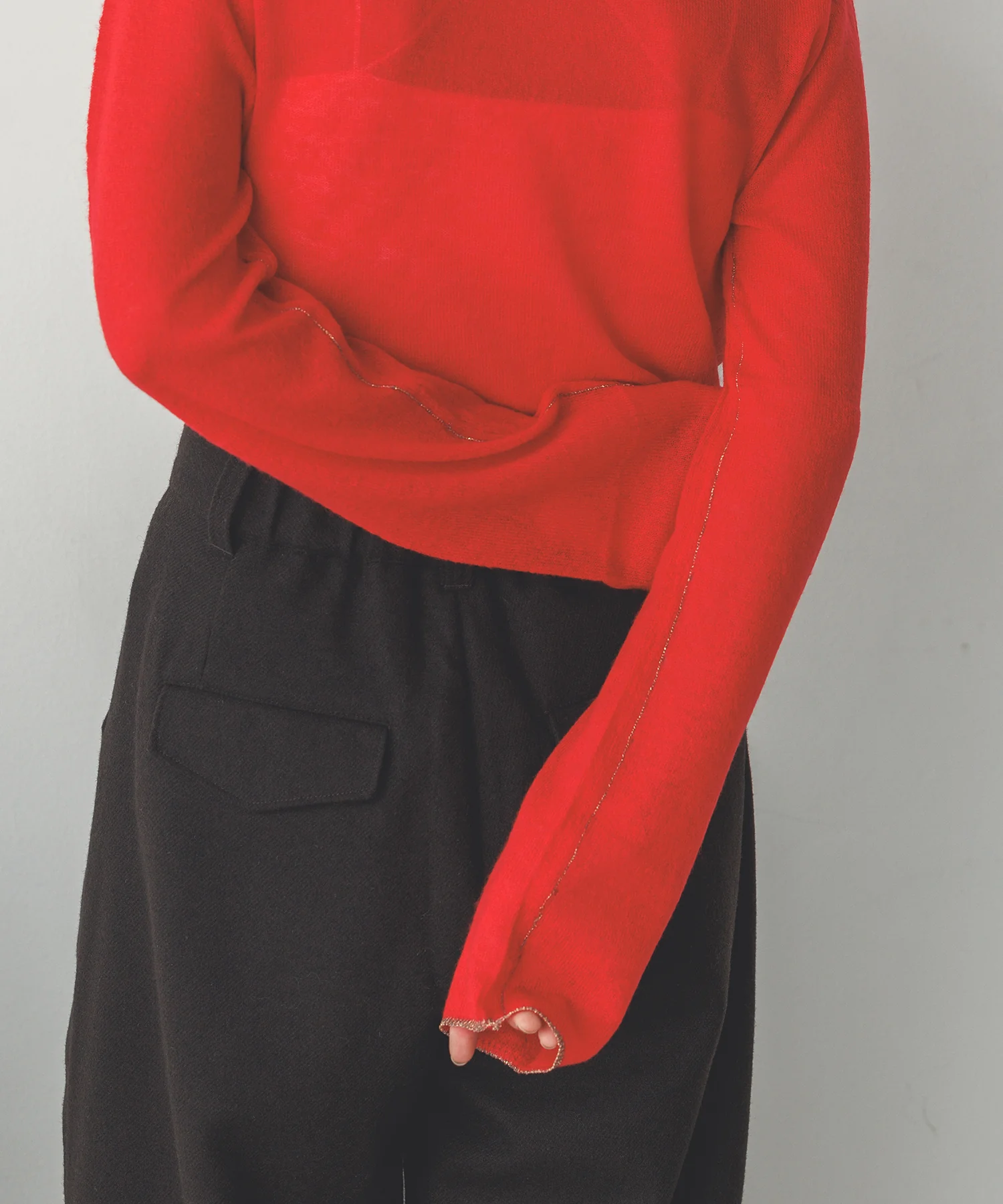 【WEB限定/別注】ラメライン入り ウールミックスシアーニット