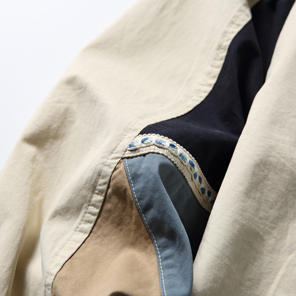 秋限定　アースカラー切り替えカジュアルシャツ