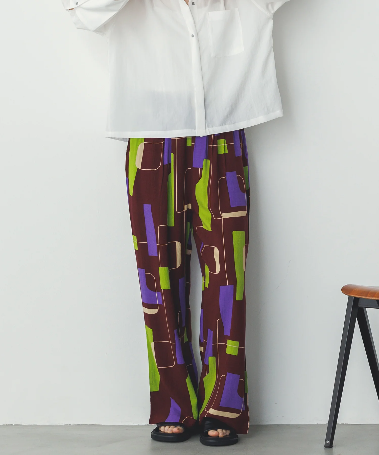 レーヨン スラブプリント イージーパンツ