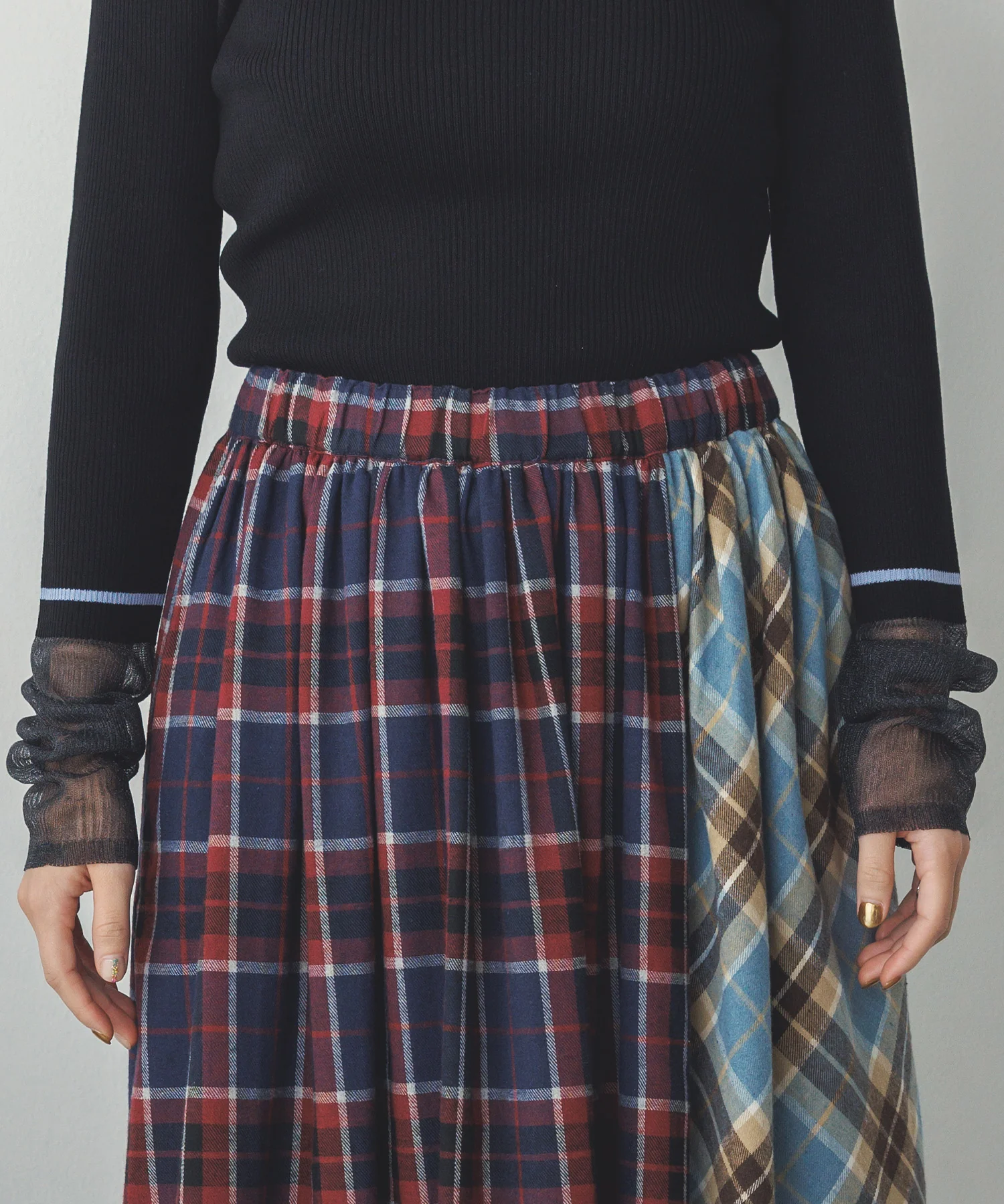 ネルチェックギャザースカート