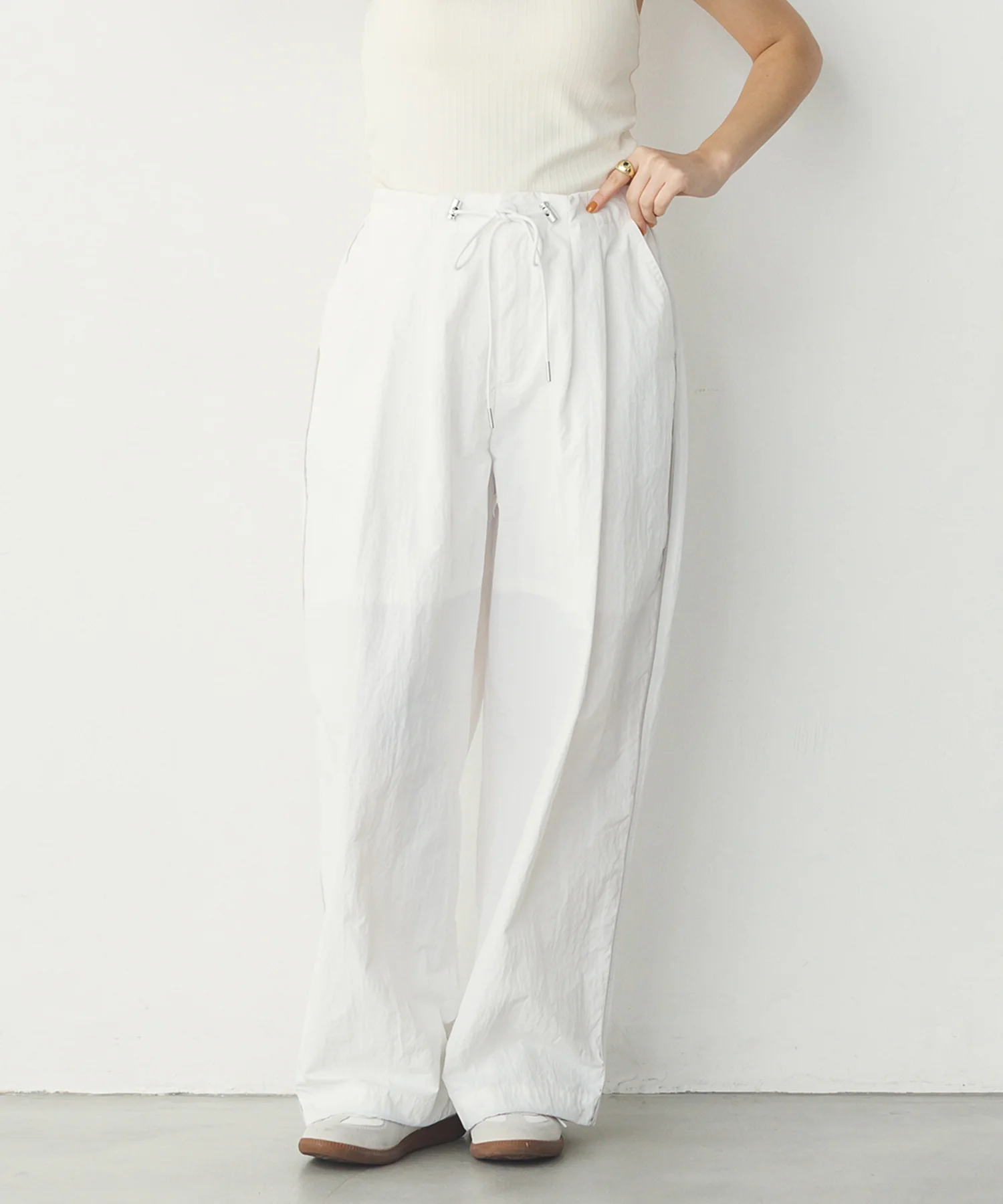 【撥水加工】グログラン タックパンツ