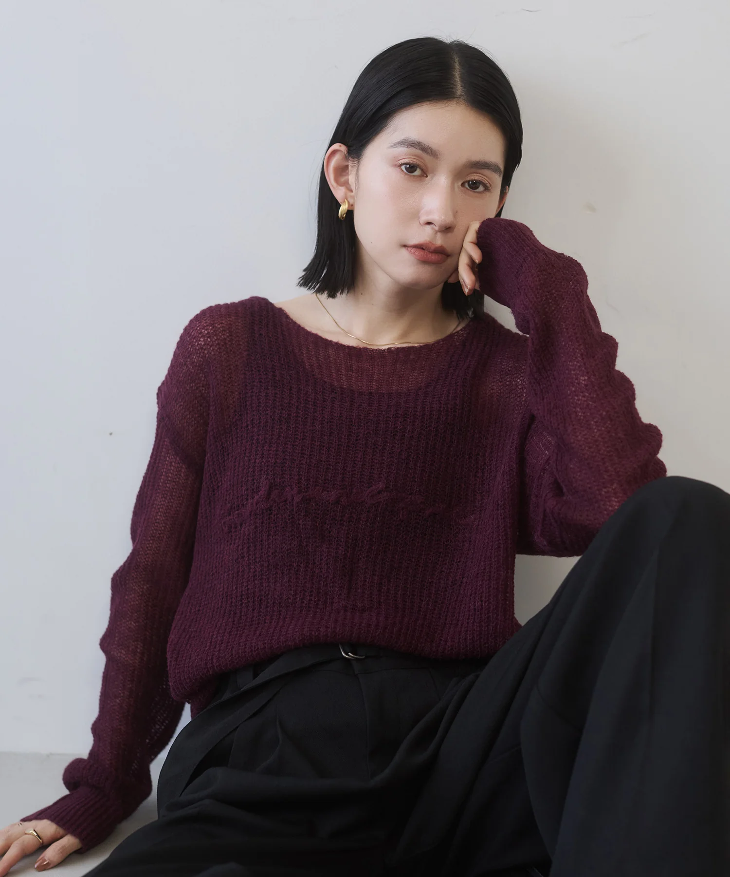 アルパカニット ロゴシアートップス