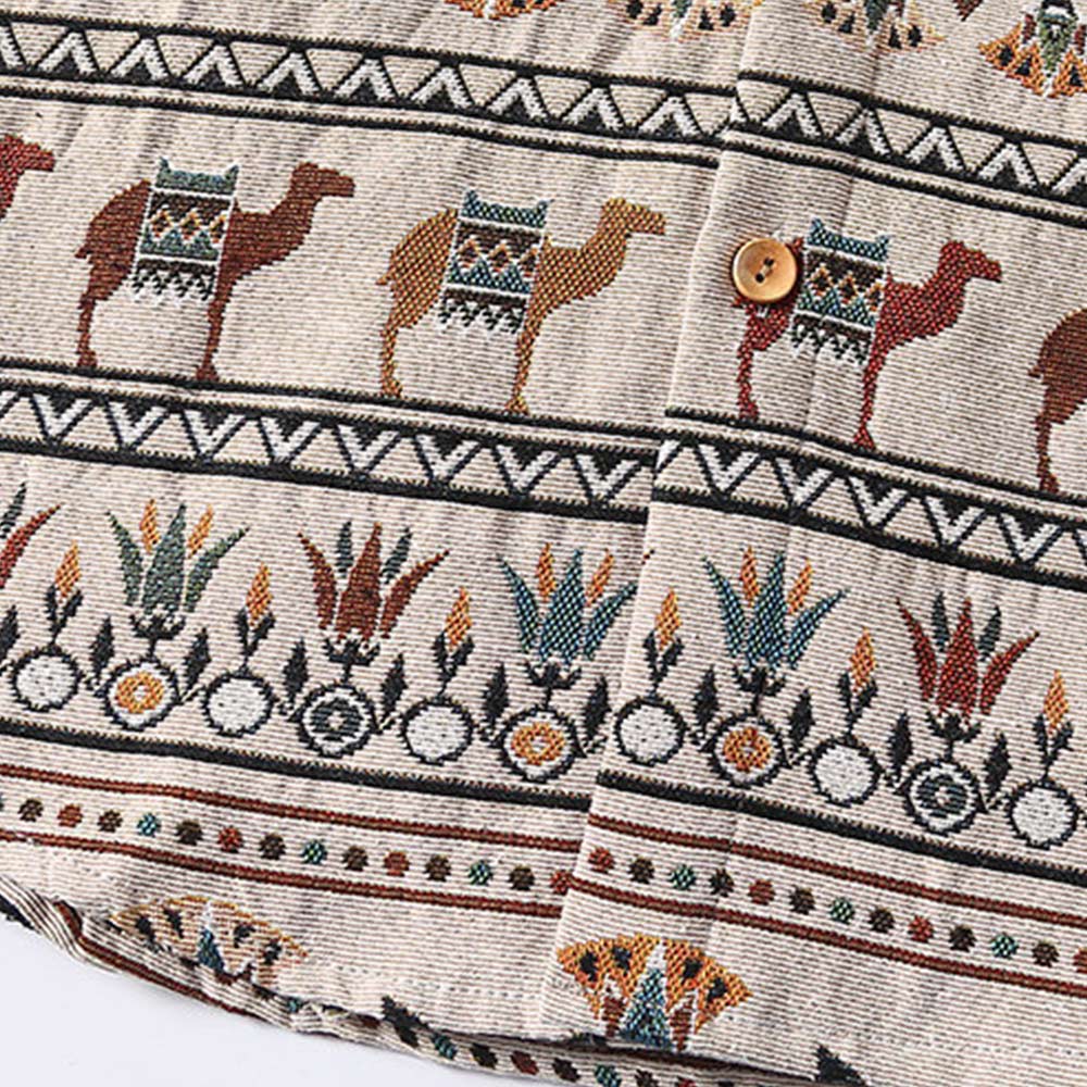 エジプトモチーフ総柄ジャカード　 長袖シャツ