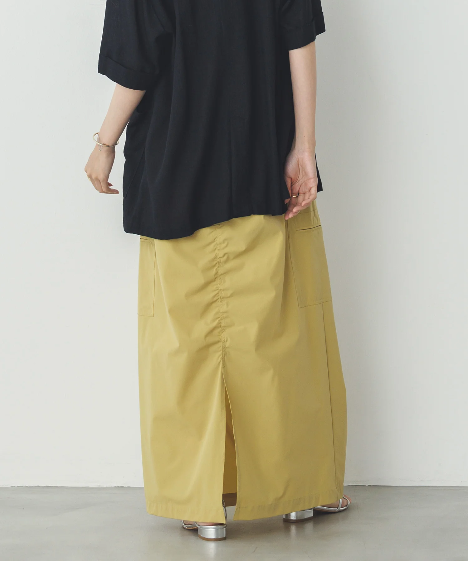 【接触冷感】シャーリング カーゴスカート