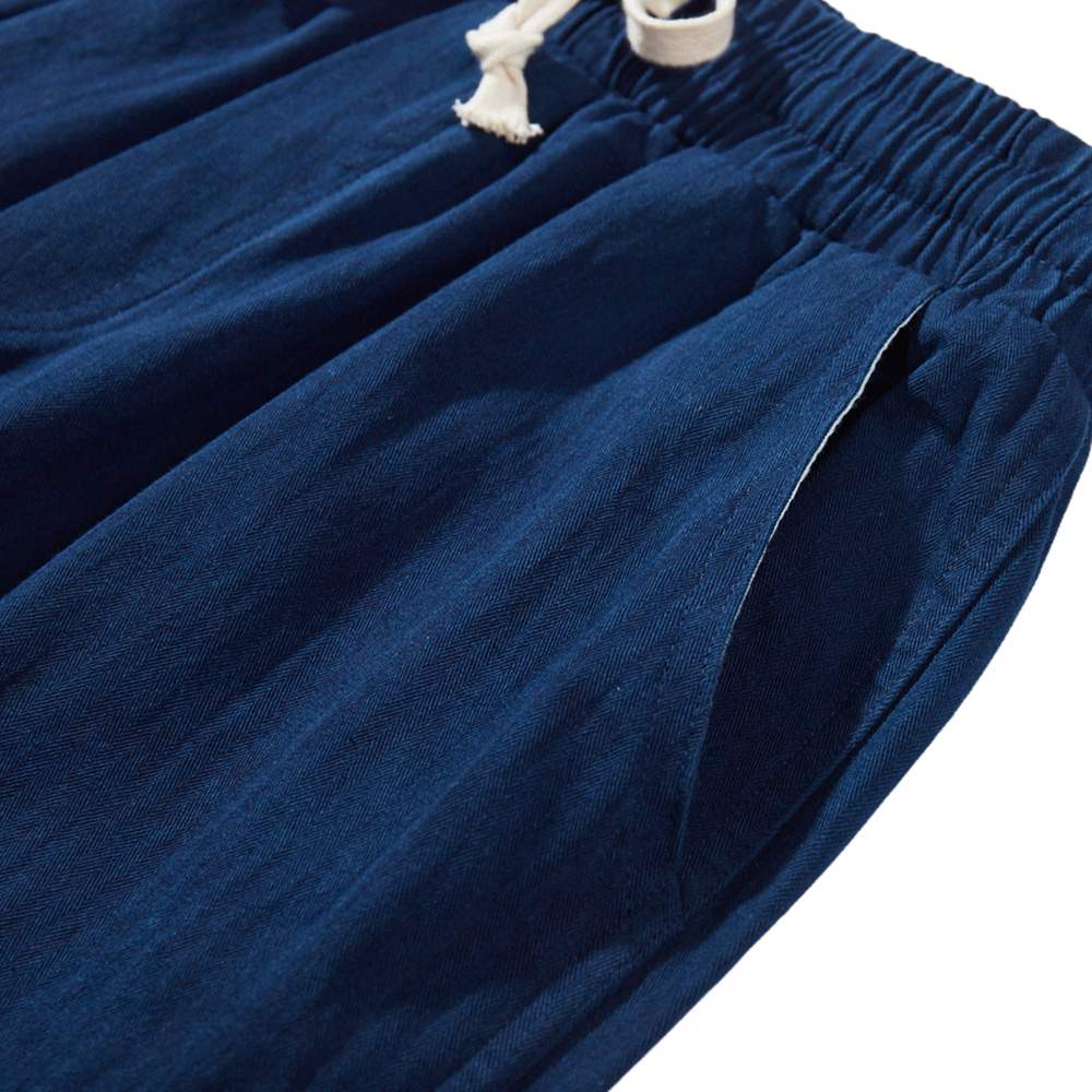 藍染め　ヘリンボーンカジュアルワイドパンツ