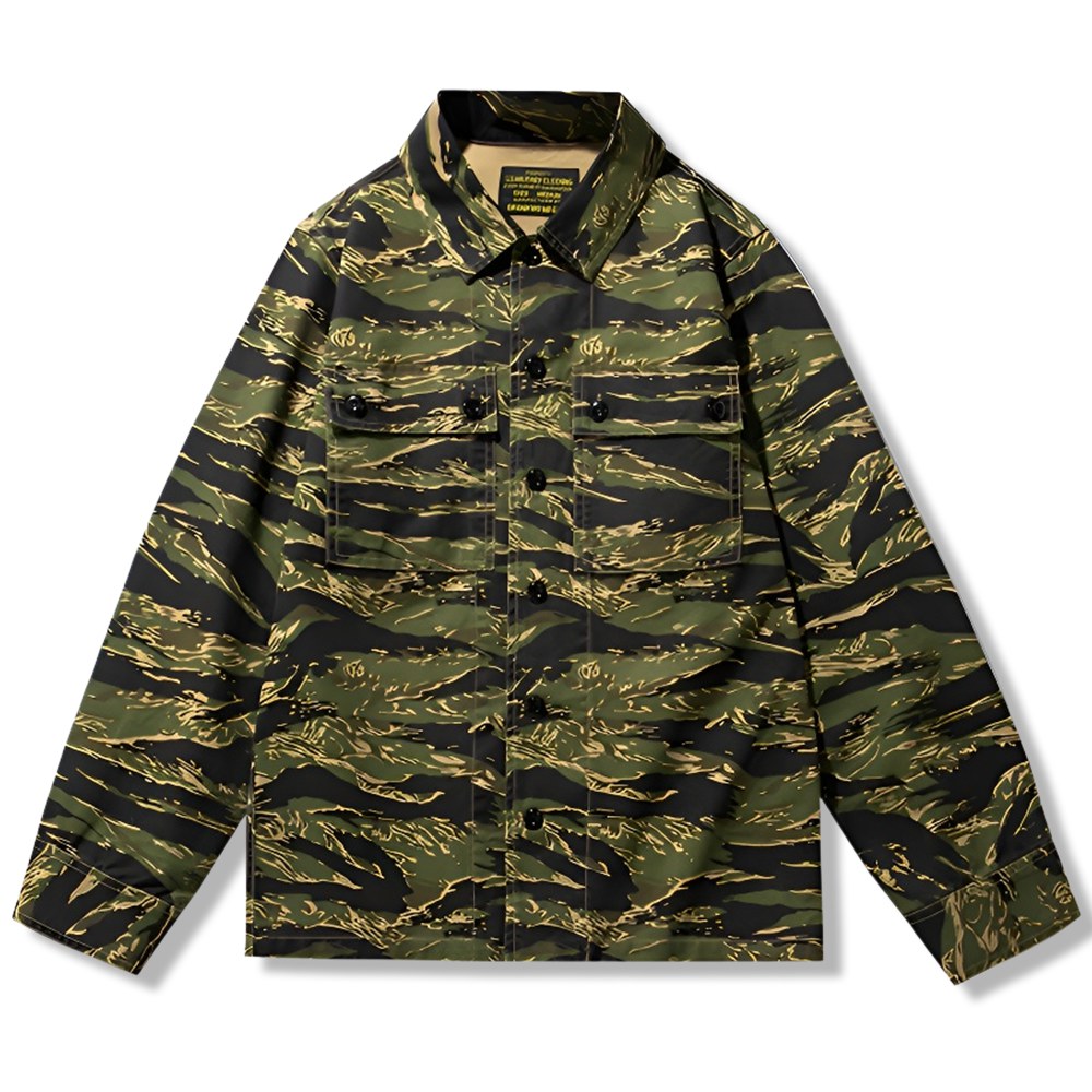 タイガーストライプカモ長袖ワークシャツ