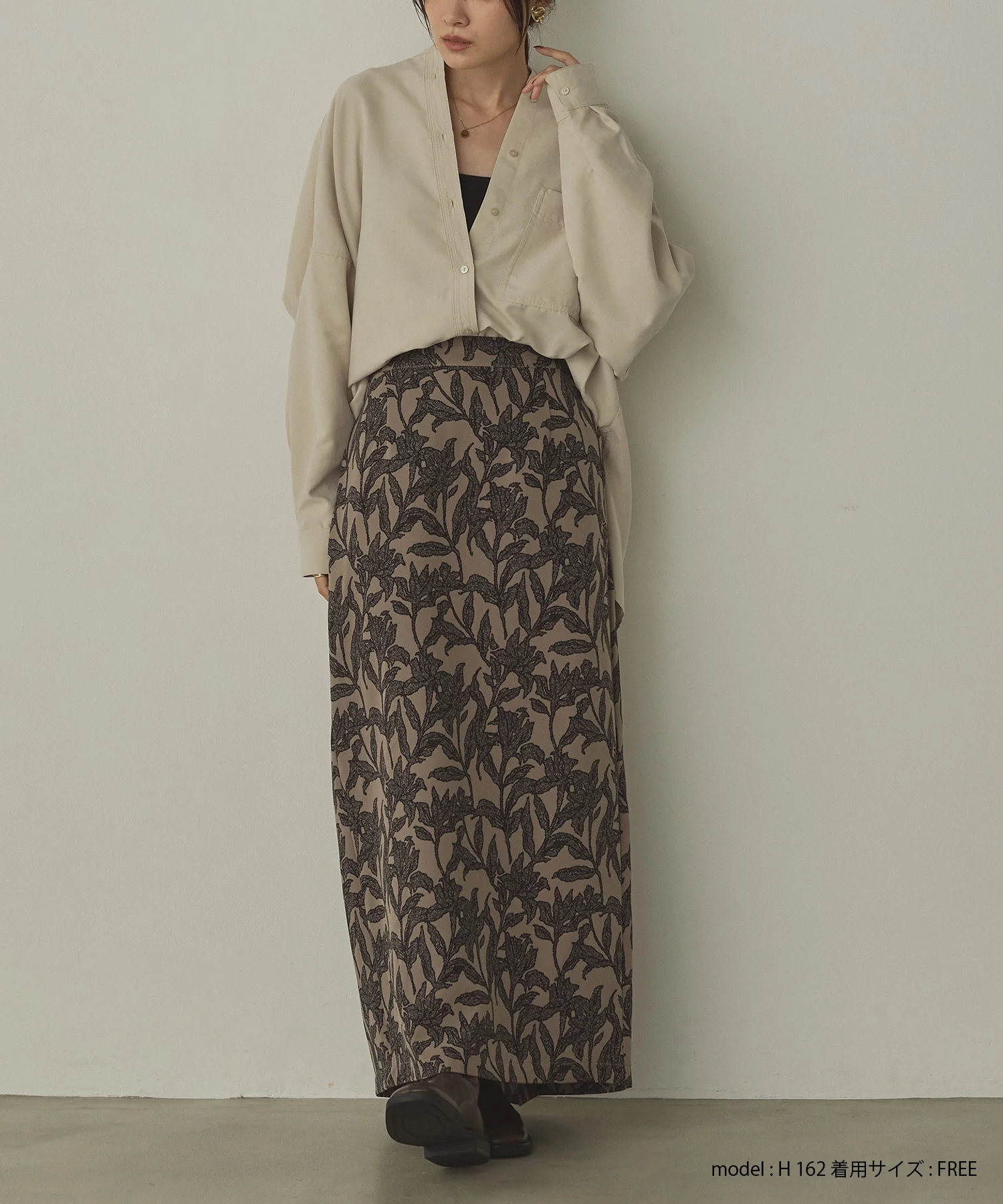 【WEB限定/別注】スウェードライク バンドカラーオーバーサイズシャツ