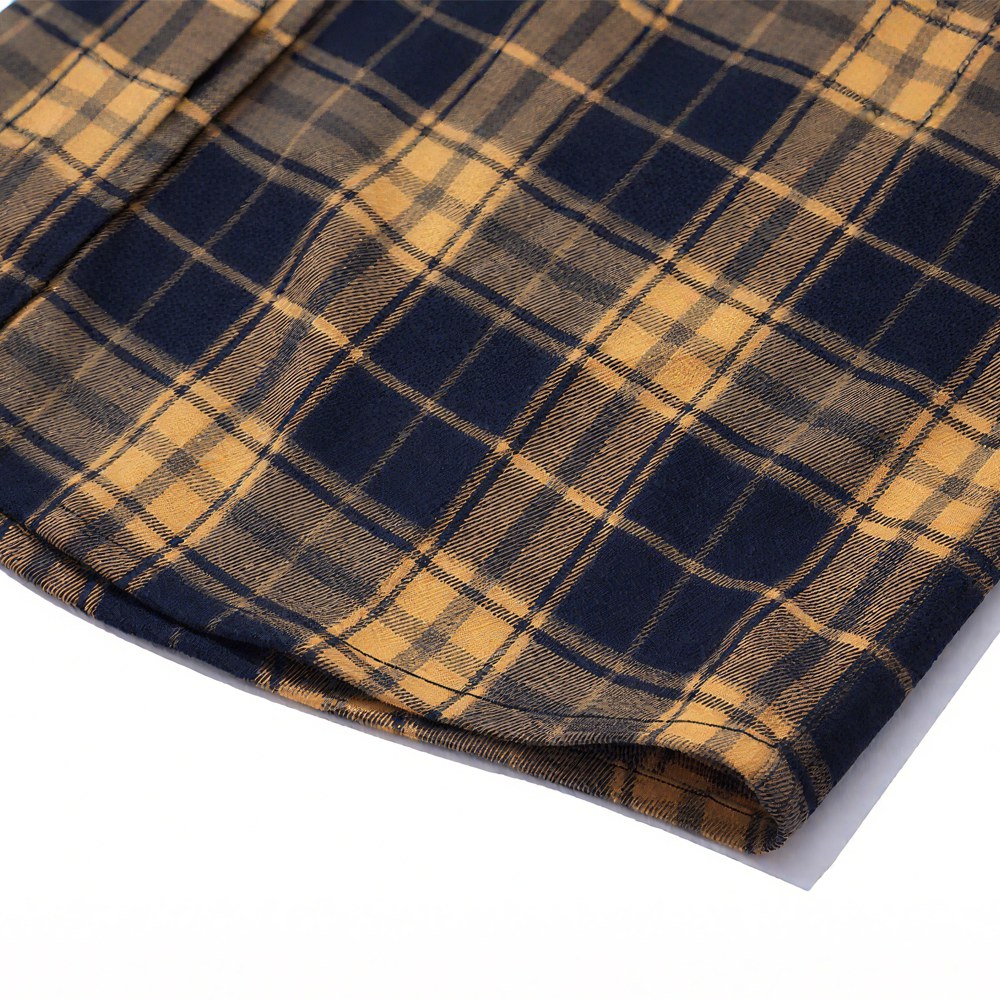 定番デザイン　ヘビーウェイトタータンチェック長袖シャツ