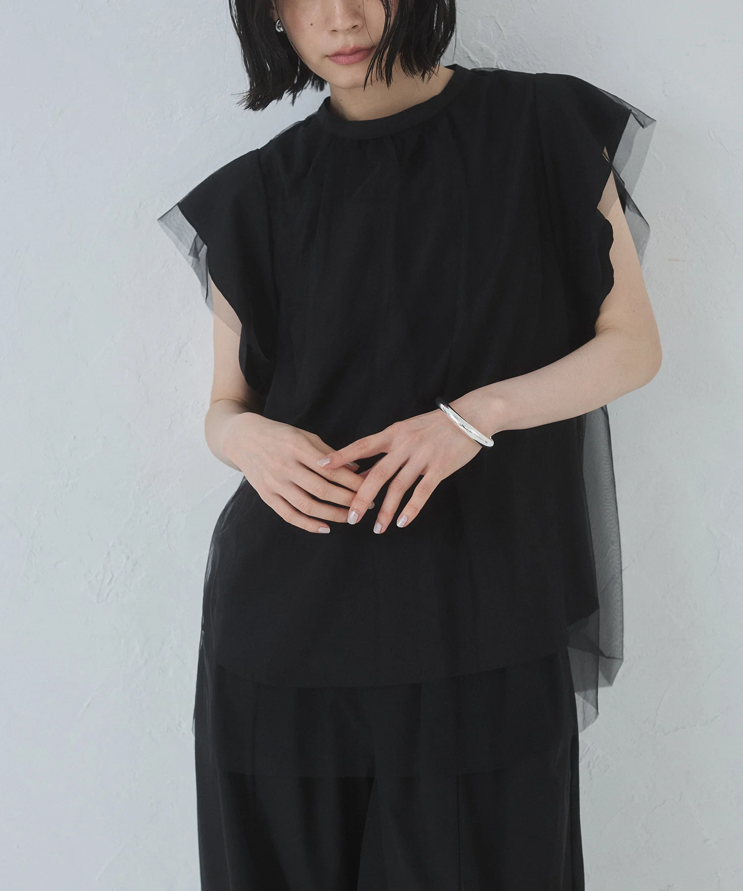 チュール レイヤードブラウス