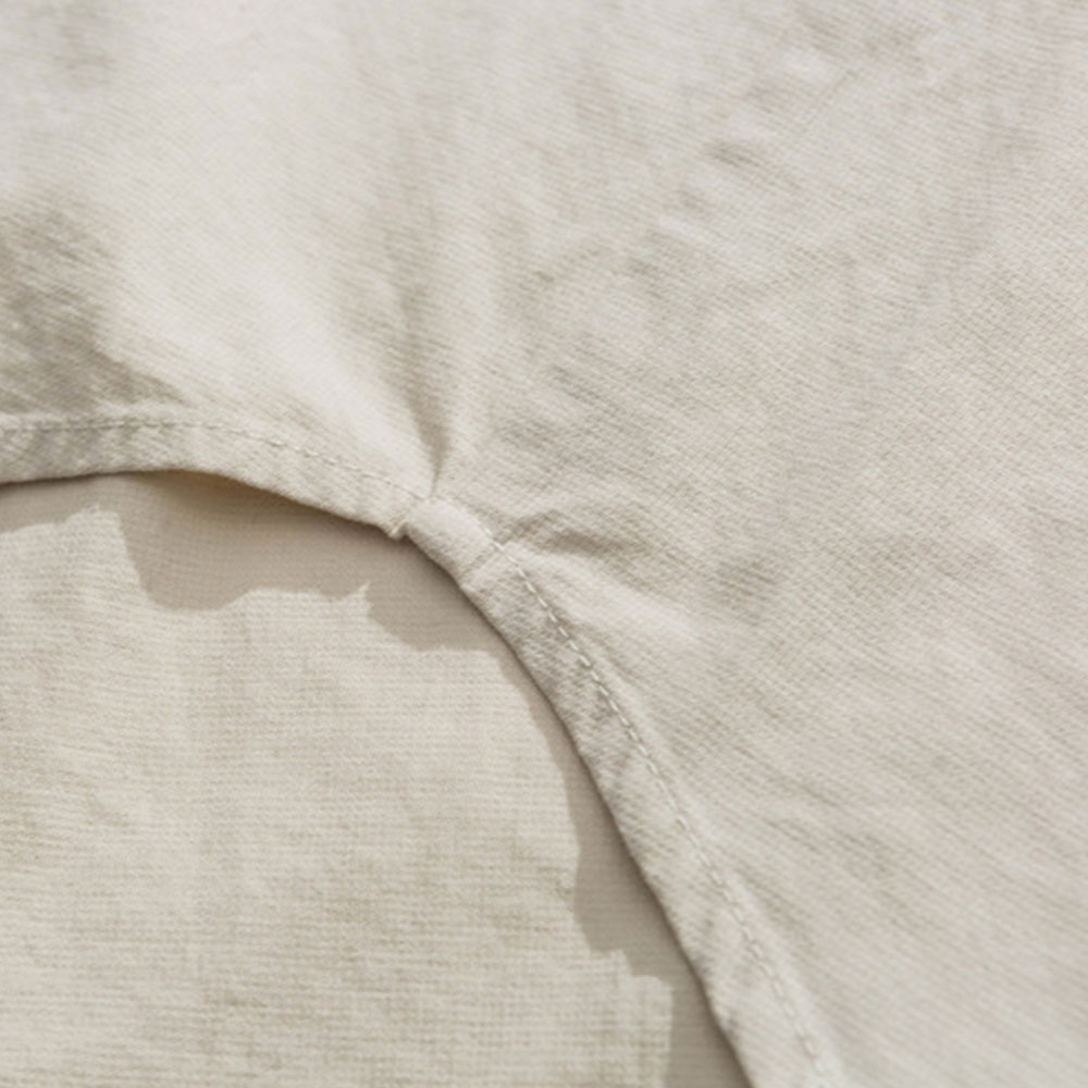 無地　 ミニマル刺繍入りワーク長袖シャツメンズ