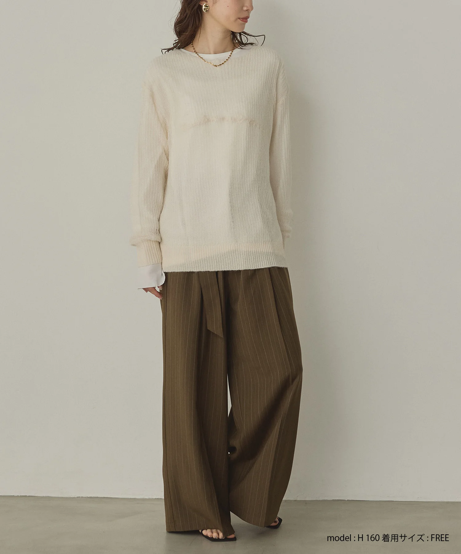 ツイルストライプ タックワイドパンツ