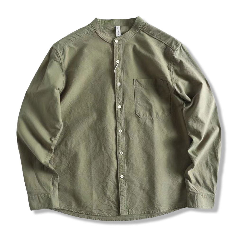 人気アイテム　3色展開コットンリネン混無地長袖シャツ