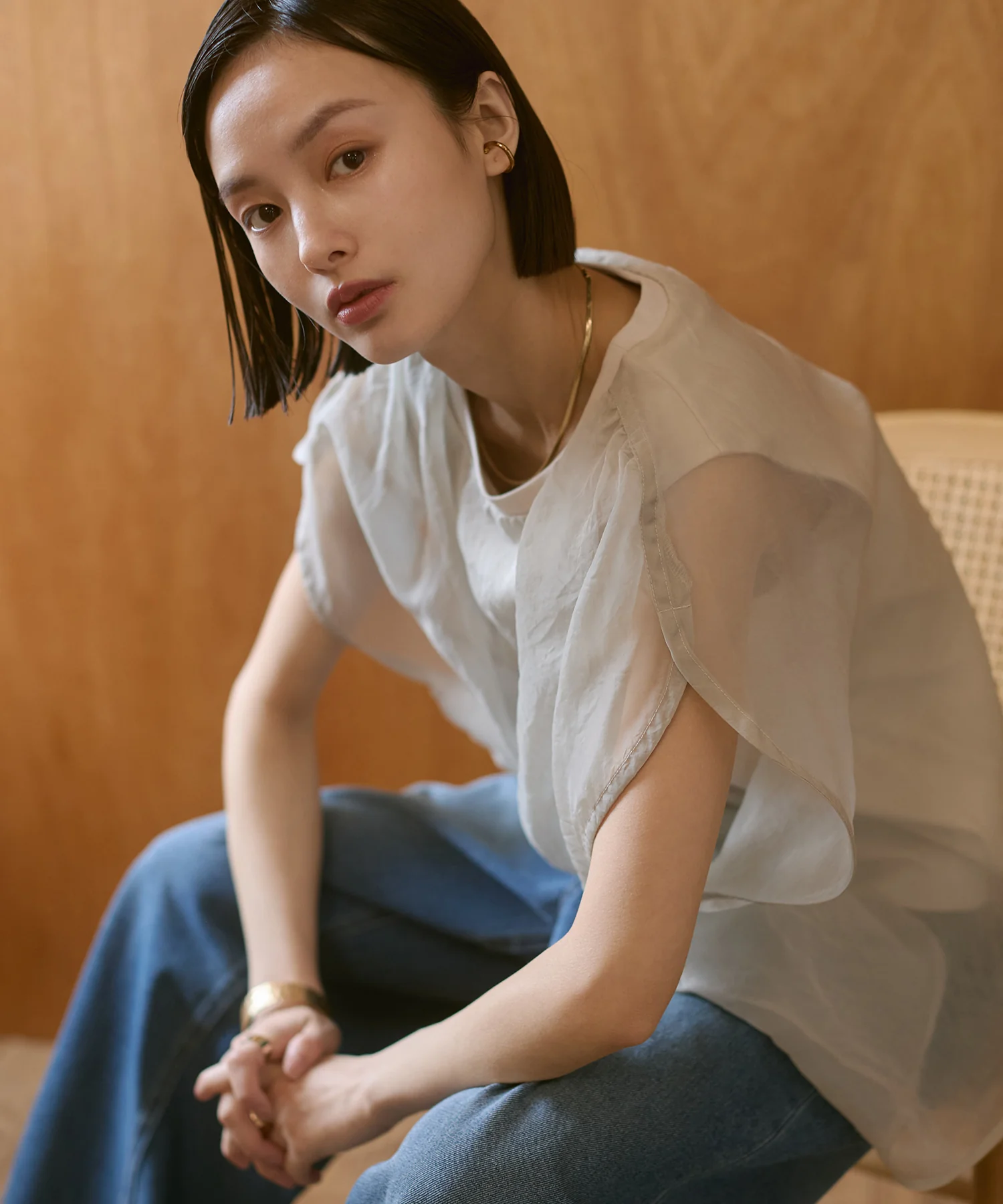 ニュアンス シアーレイヤードトップス