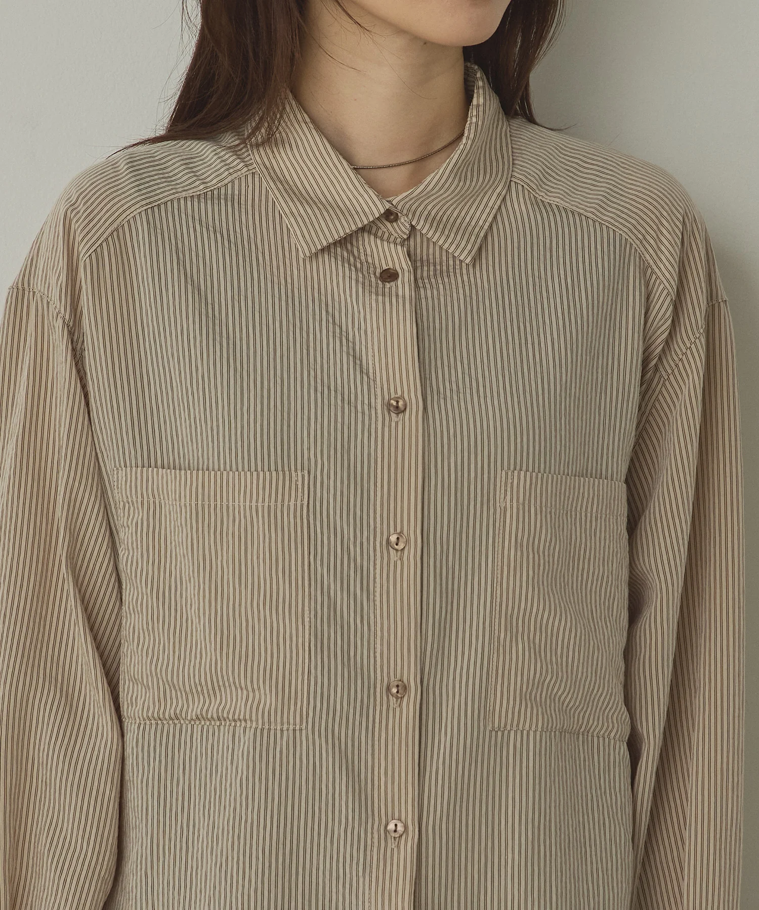ツヤストライプ オーバーシャツ
