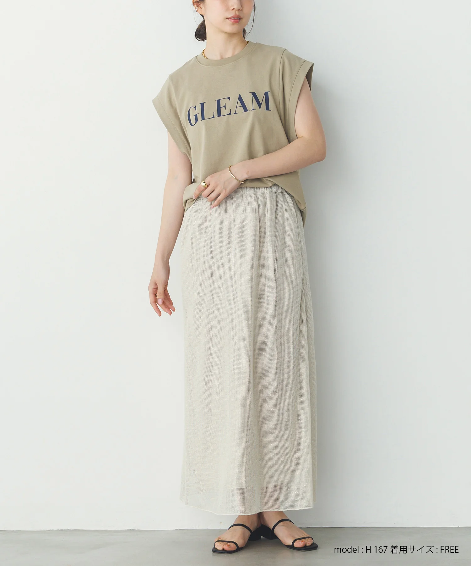 ノースリーブ プリントTシャツ