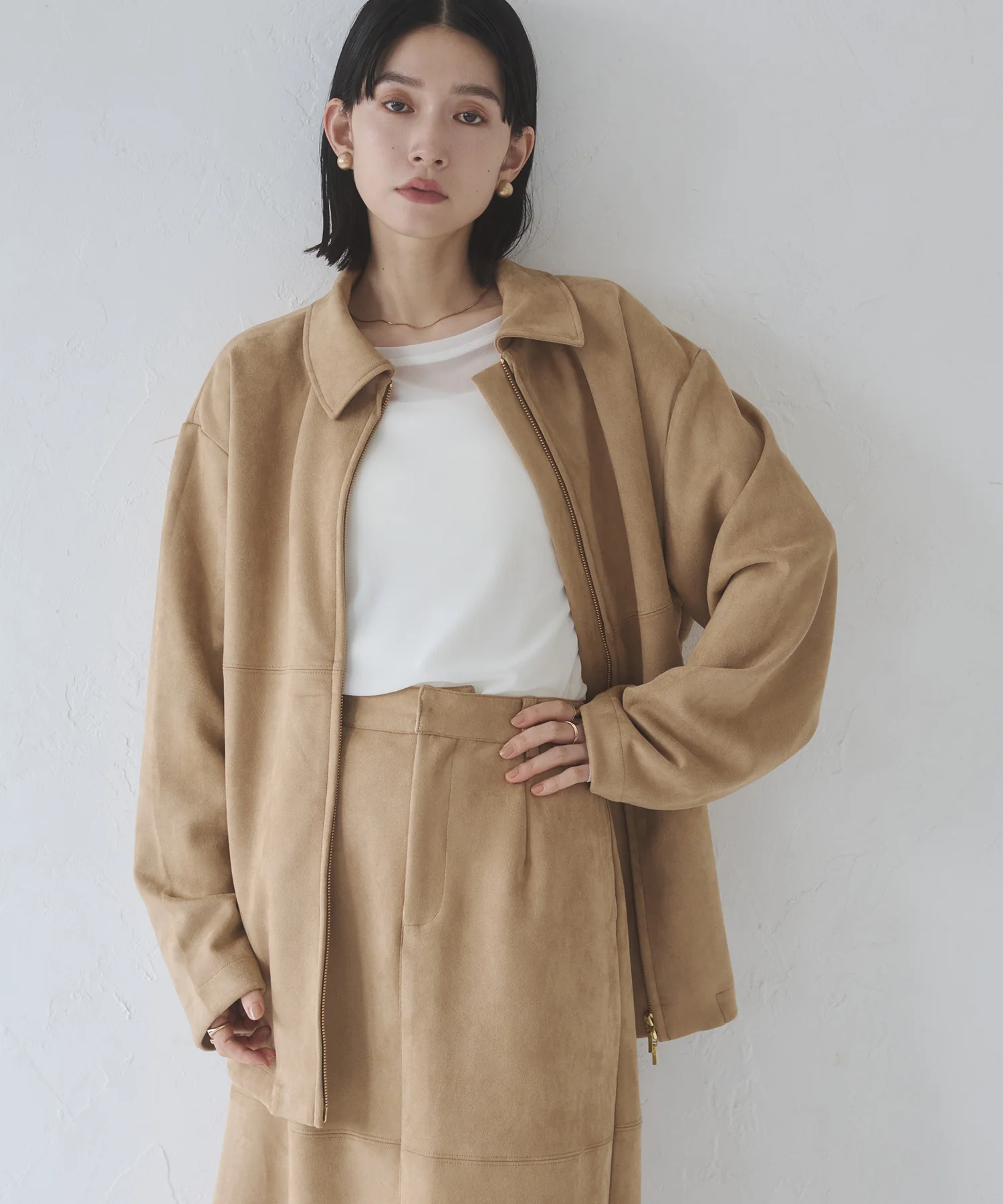 フェイクスウェード Wジップオーバーブルゾン