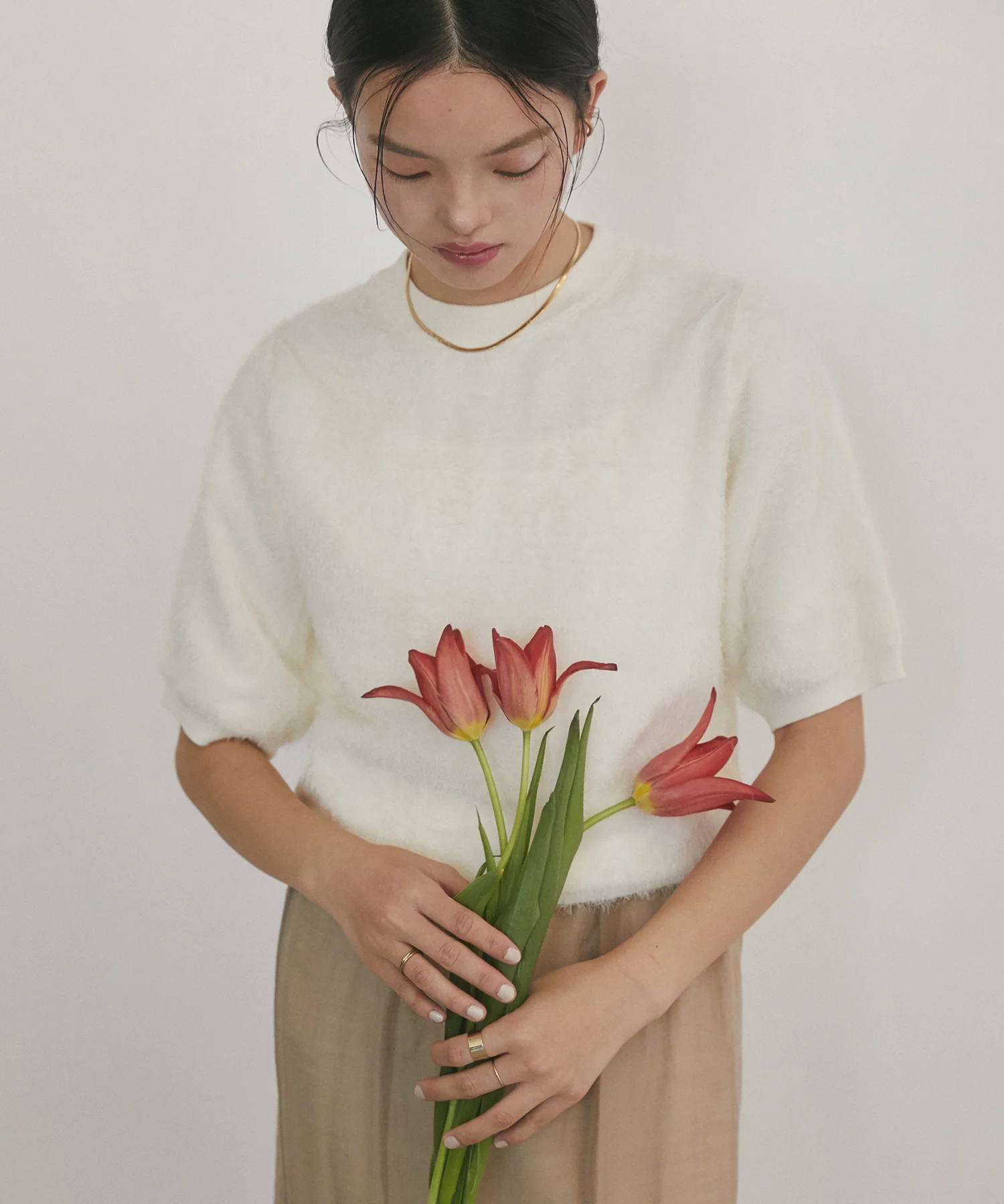 シアージャガード ハーフスリーブニット