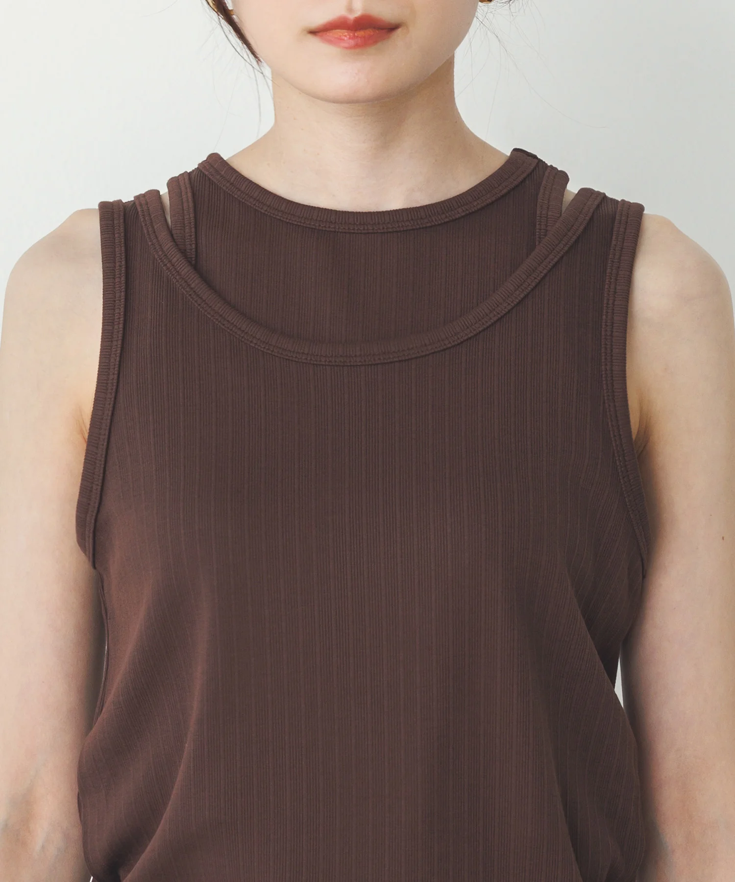 2枚重ね リブタンクトップ
