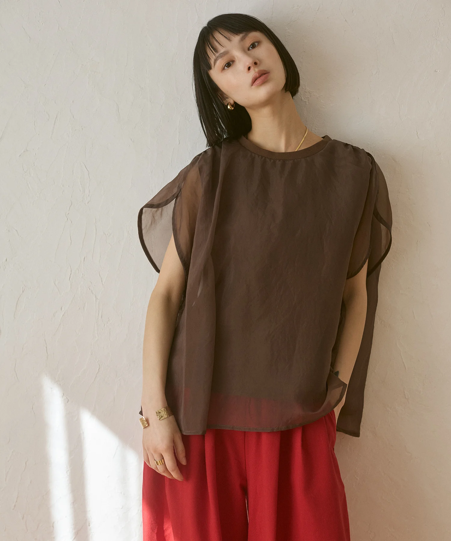 ニュアンス シアーレイヤードトップス